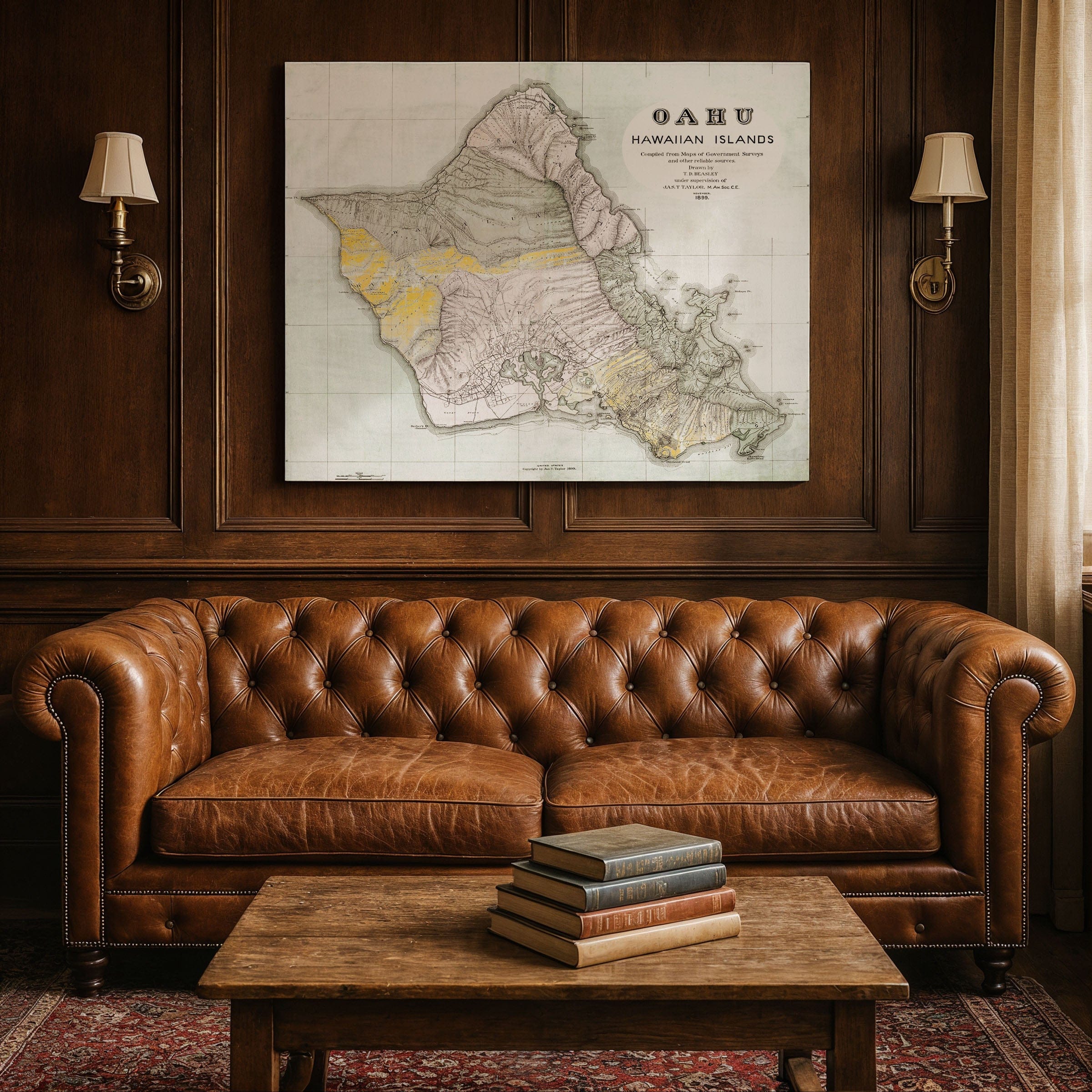 Oahu, Hawaiian Islands Map 1899 - Archive Prints