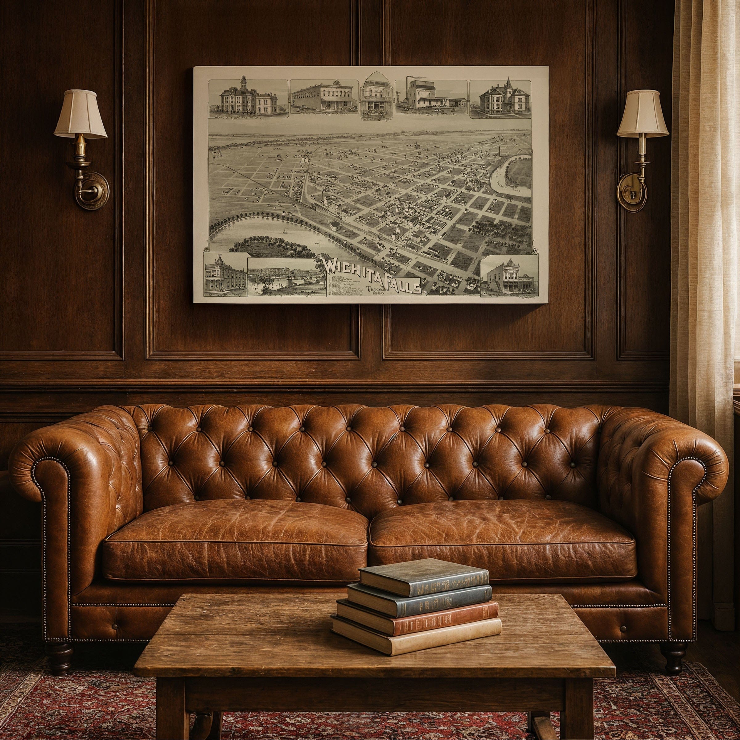 Wichita Falls, Texas Vintage Map 1890 - Bird's Eye View - Archive Prints