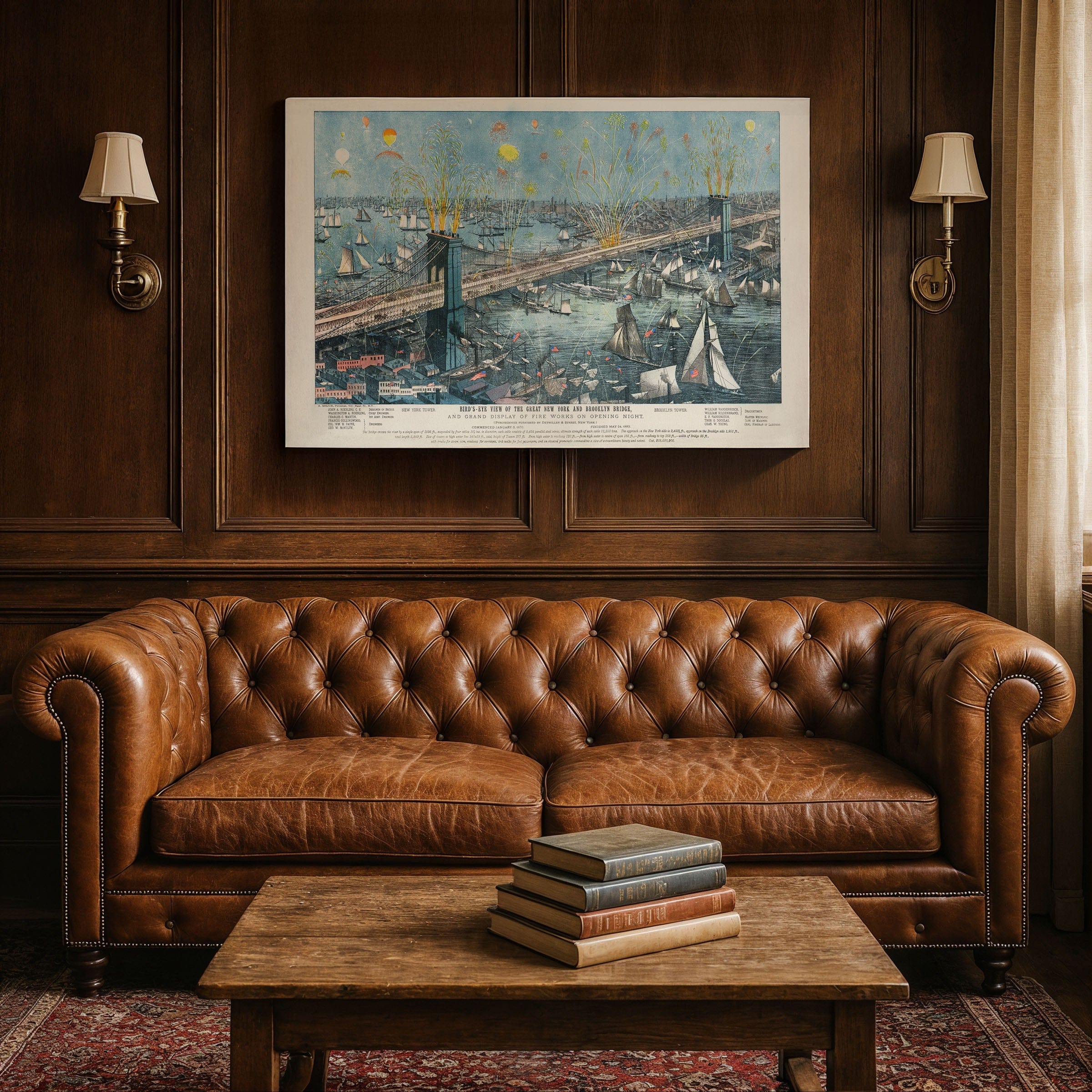 Brooklyn Bridge, New York Map 1883 - Opening Celebration