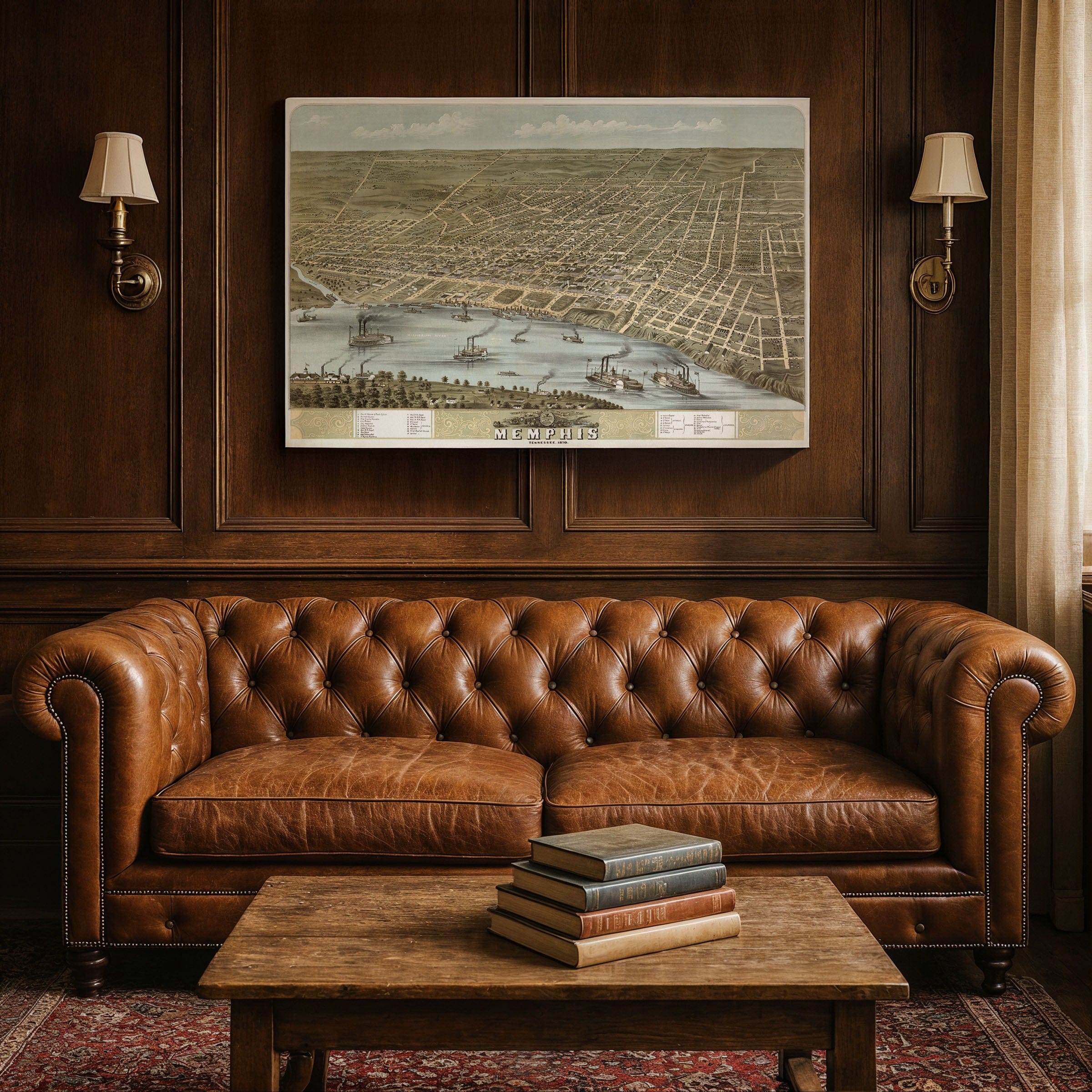 Memphis Tennessee Map - Bird's-Eye View of 1870 Historic River City - Archive Prints