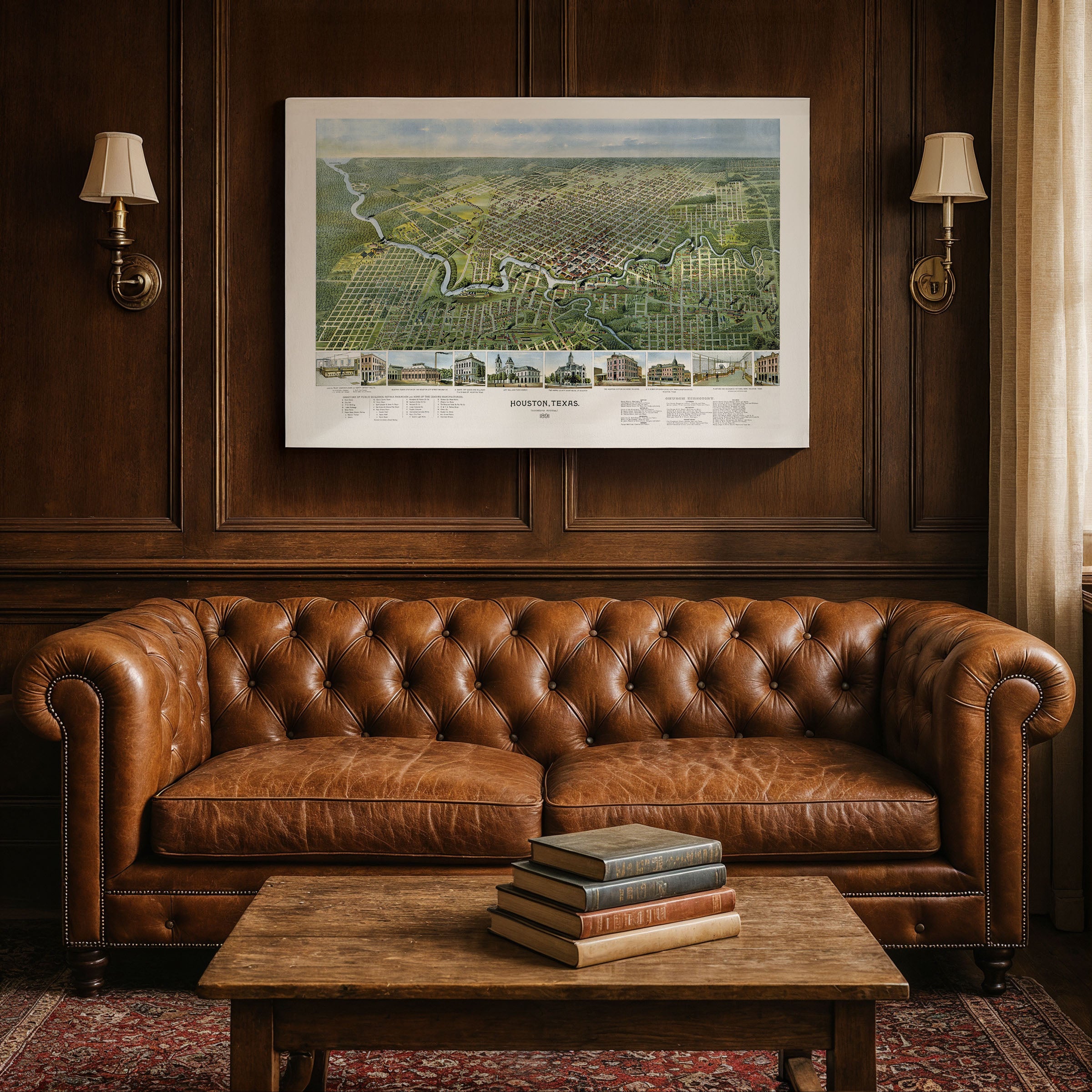 Houston Map - Vintage 1891 Koch Historical City Map