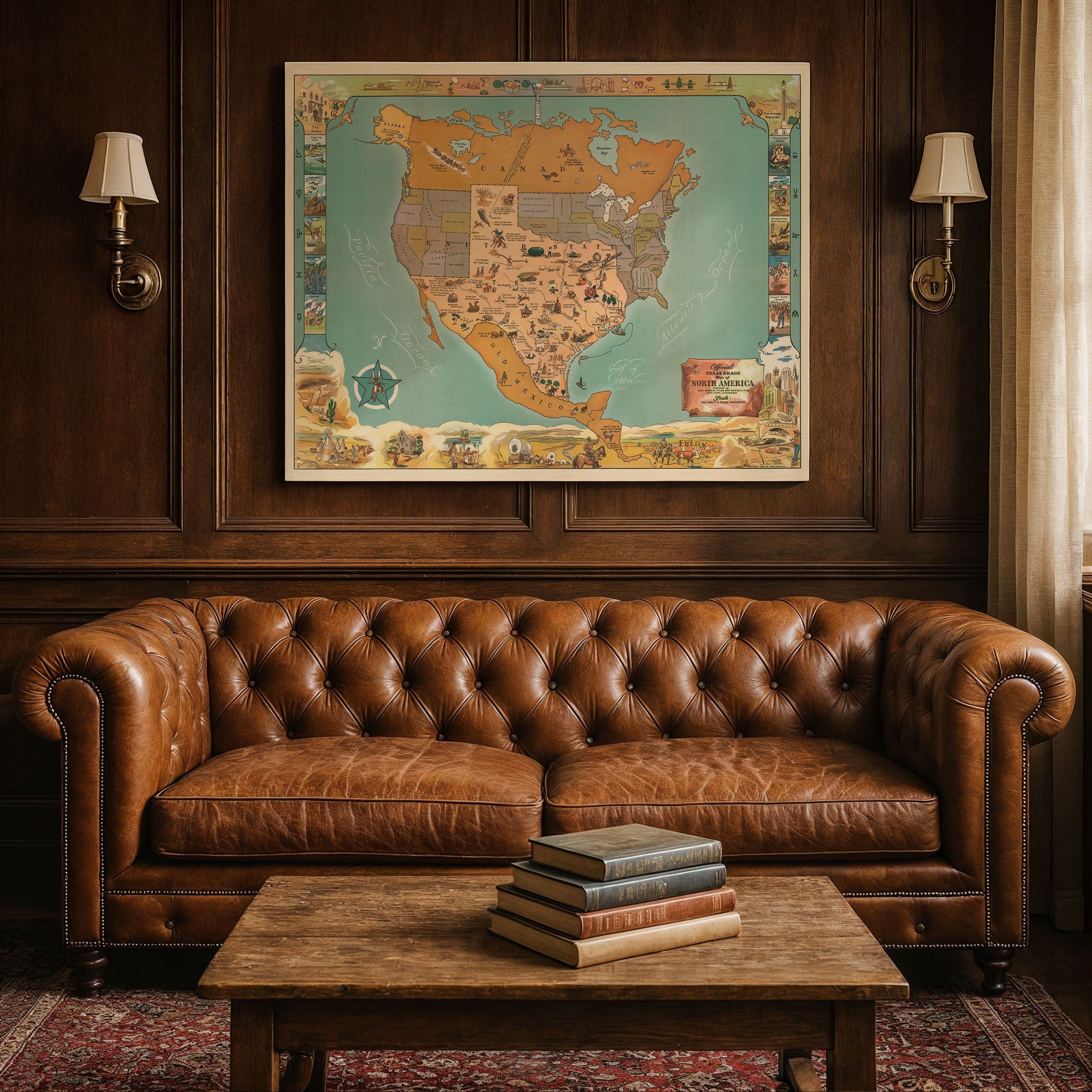 Texas Brags Pictorial Map of North America 1936 - Humorous Map - Archive Prints