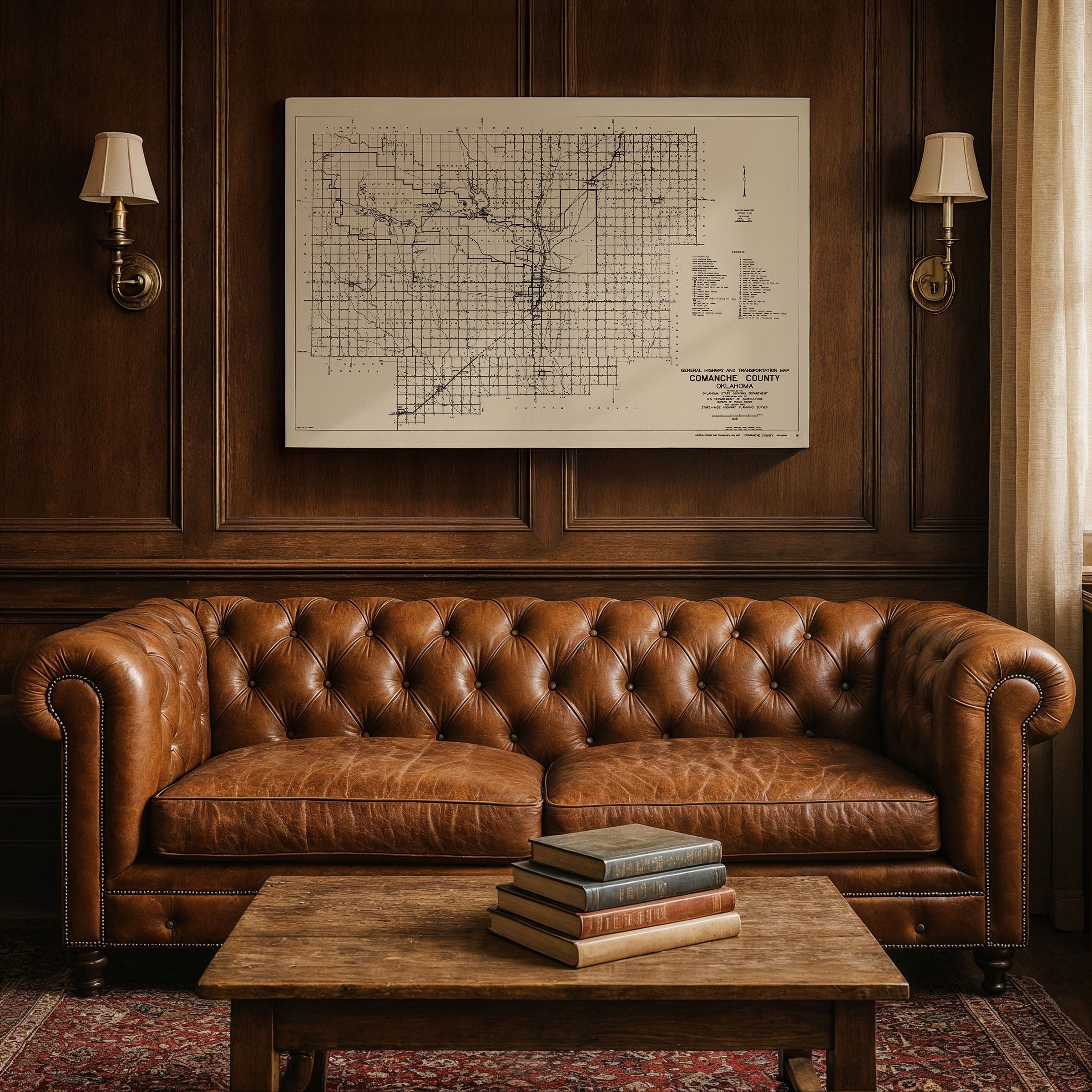 Comanche County, Oklahoma Map - 1936 Highway Transportation