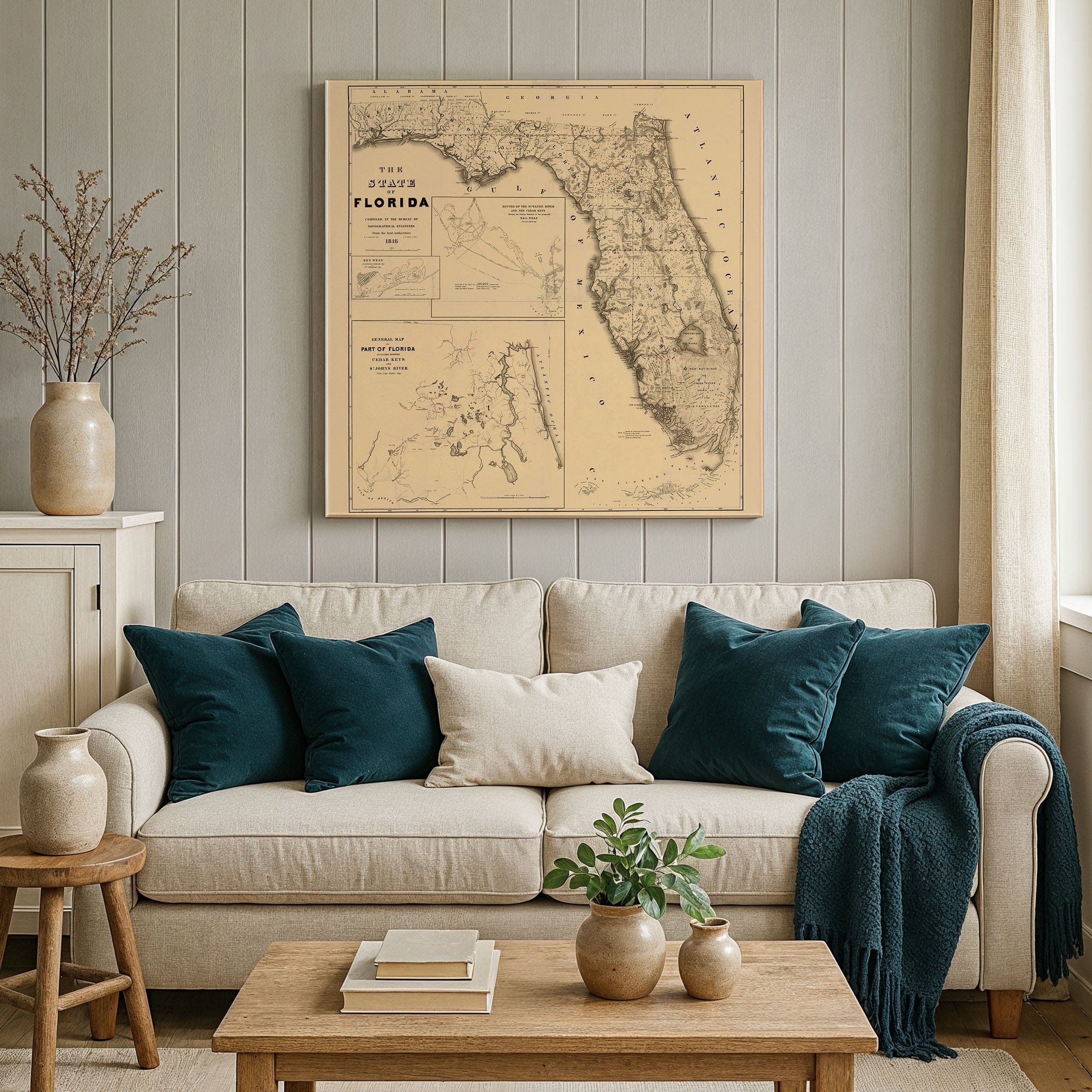 Florida Map 1846 - Topographical Engineers Survey - Archive Prints