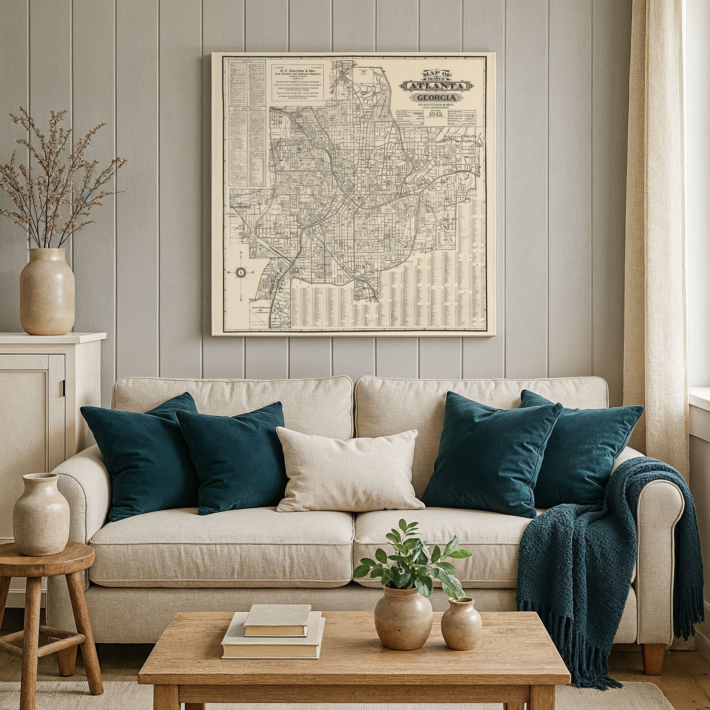 Map of the City of Atlanta, Georgia 1912 - Kauffman Survey - Archive Prints