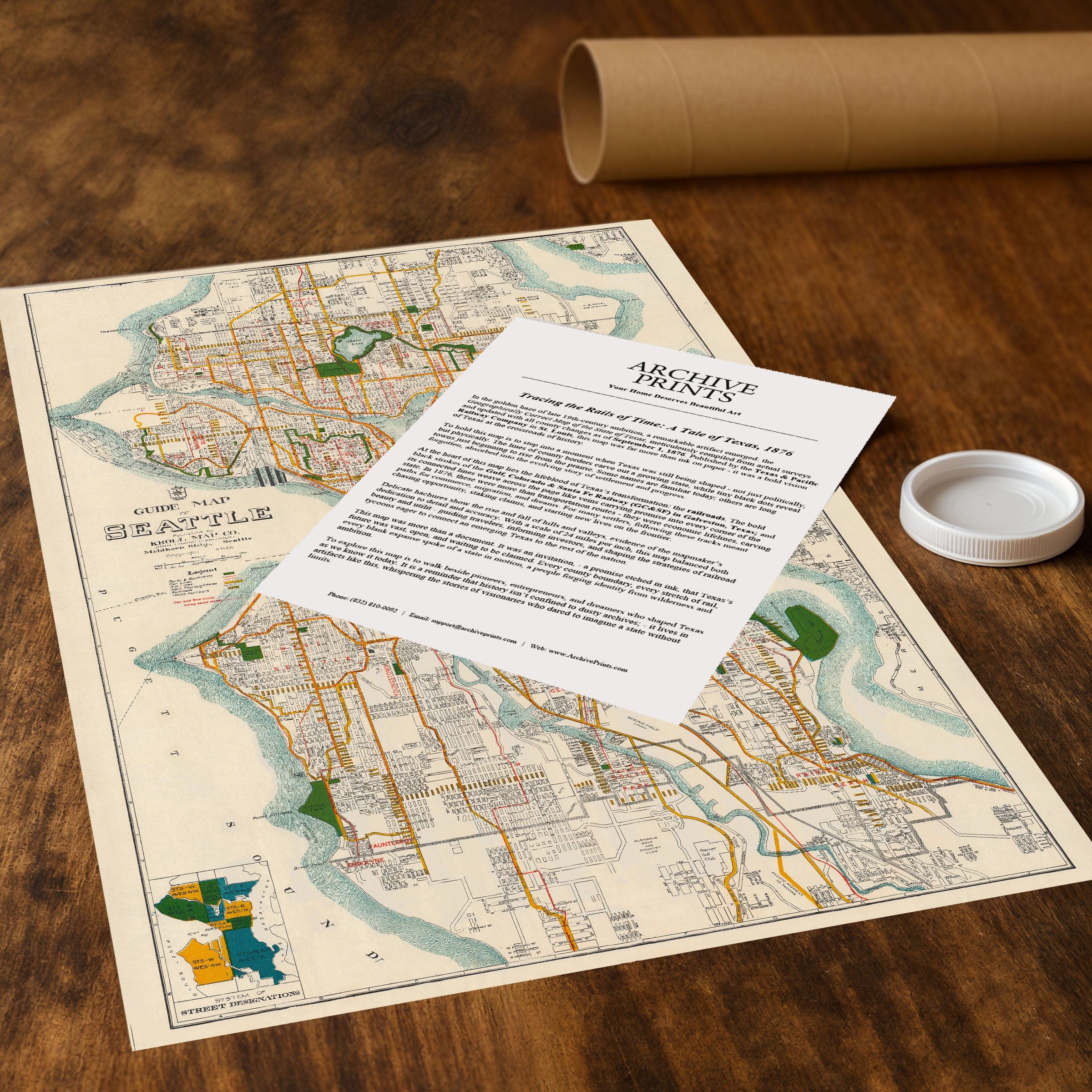 Vintage Guide Map of Seattle 1929 - Emerald City Survey - Archive Prints