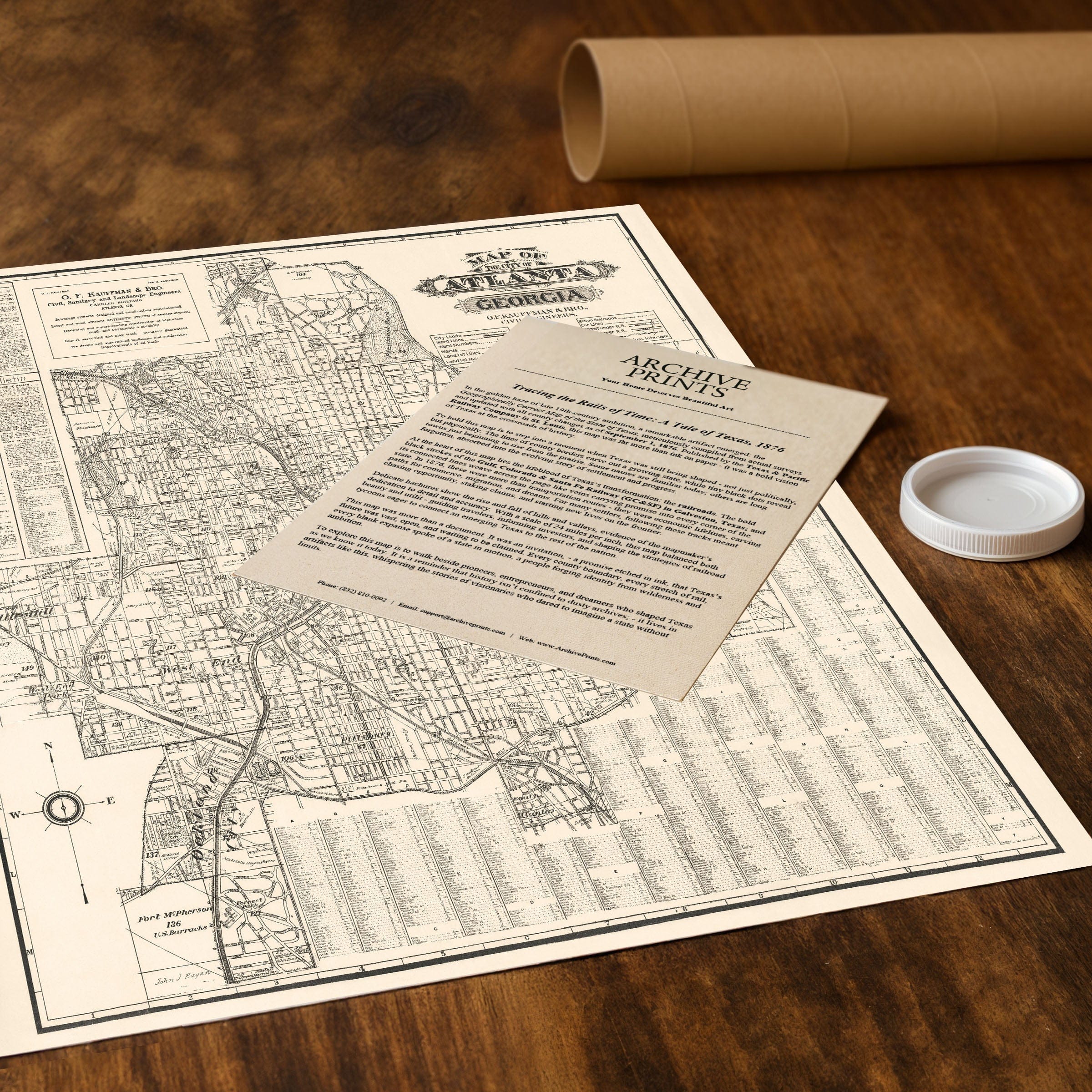 Map of the City of Atlanta, Georgia 1912 - Kauffman Survey - Archive Prints