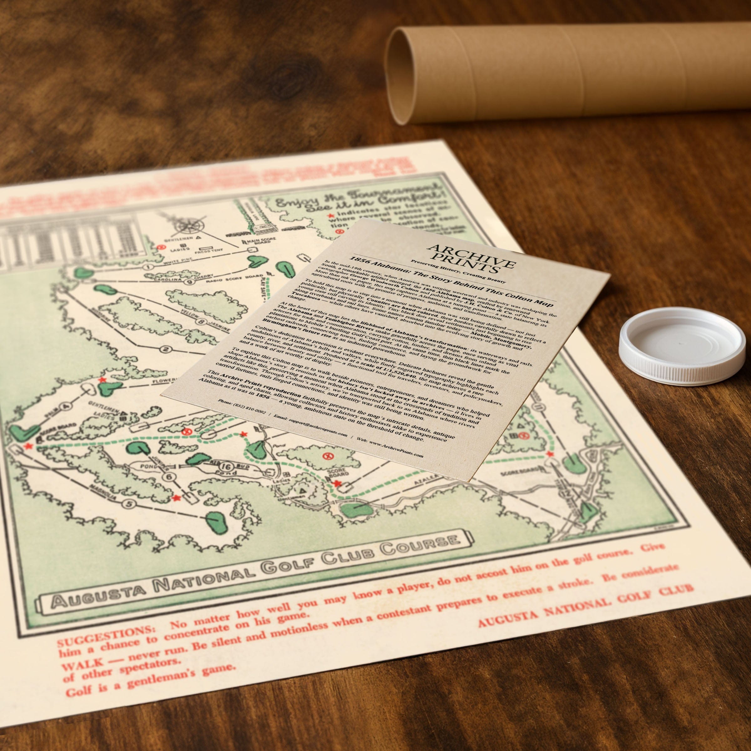 Augusta National Golf Club Course Map 1954 - Masters Tournament Guide - Archive Prints