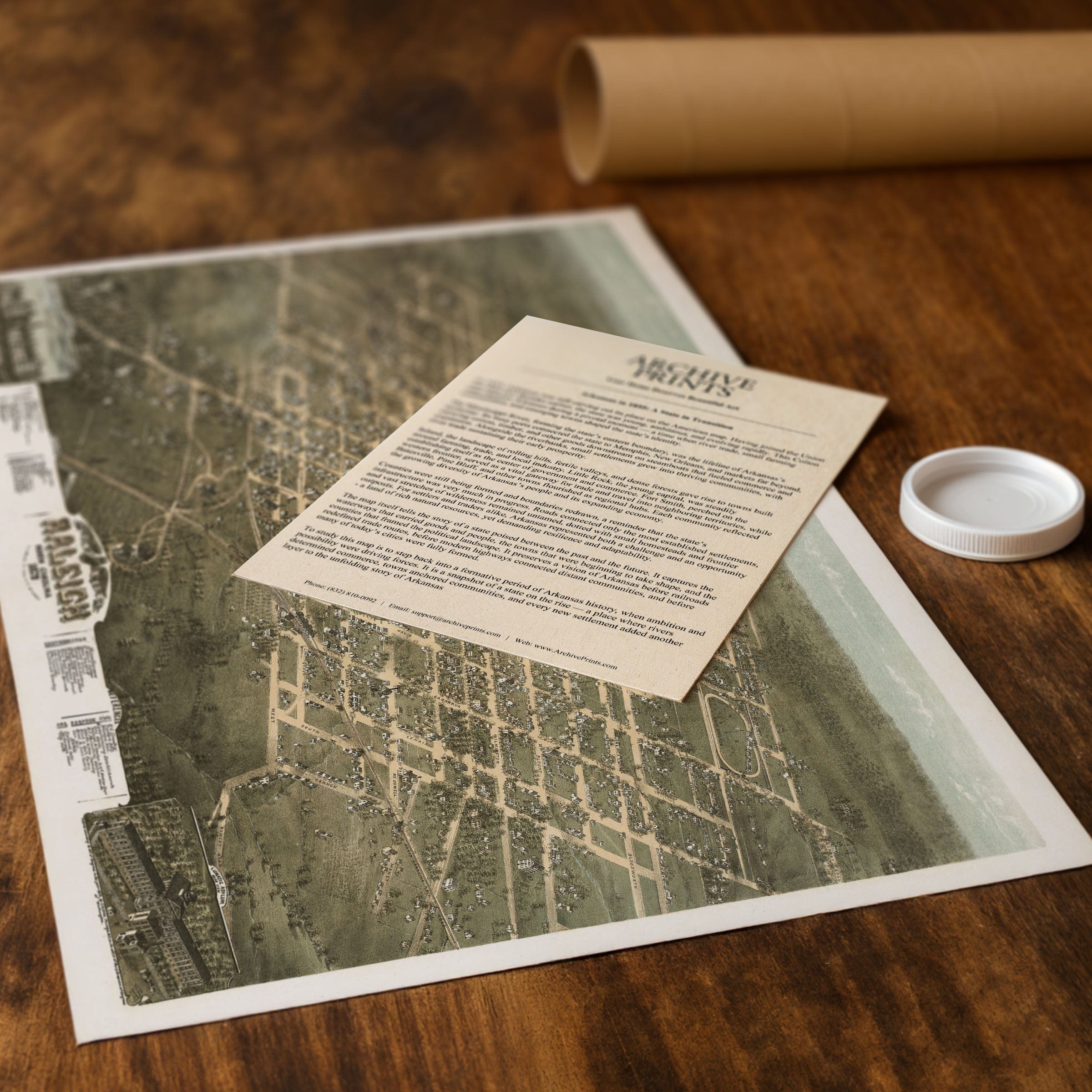 Raleigh, North Carolina Vintage Map 1872 - Bird's Eye View - Archive Prints