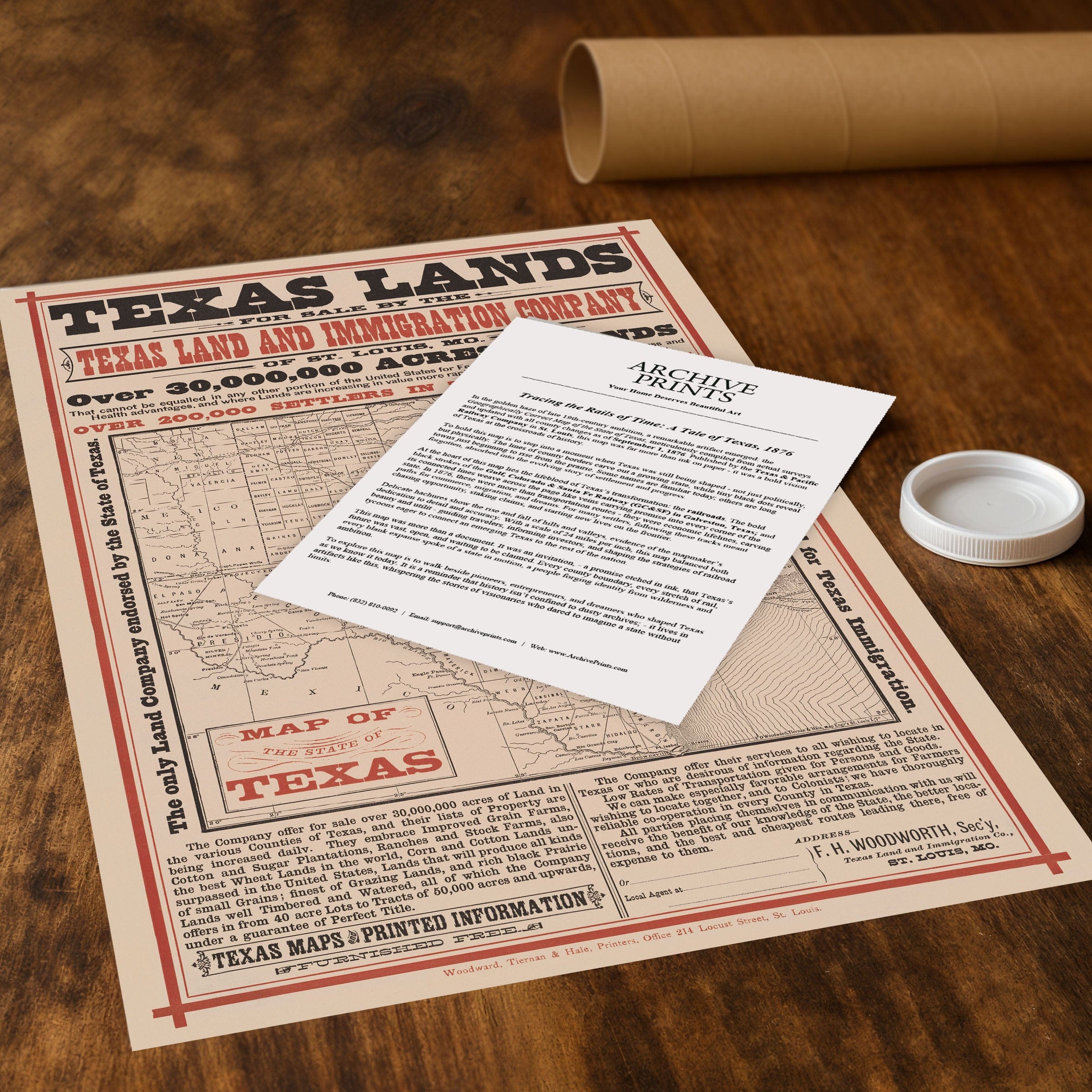 Texas Lands for Sale by the Texas Land and Immigration Co. c. 1890 - Archive Prints