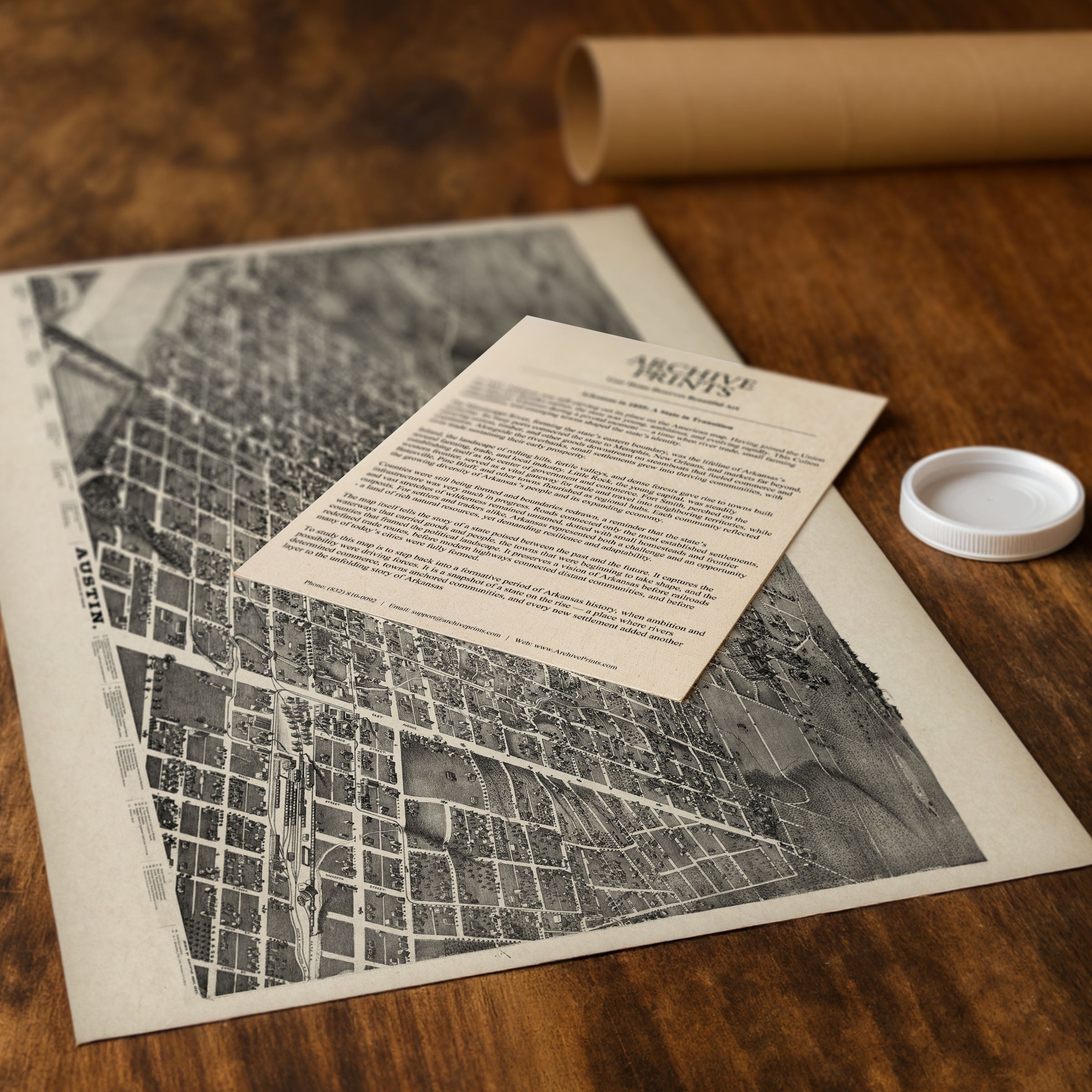 Austin Bird's-Eye Map - Vintage 1887 Texas State Capital Historical Map