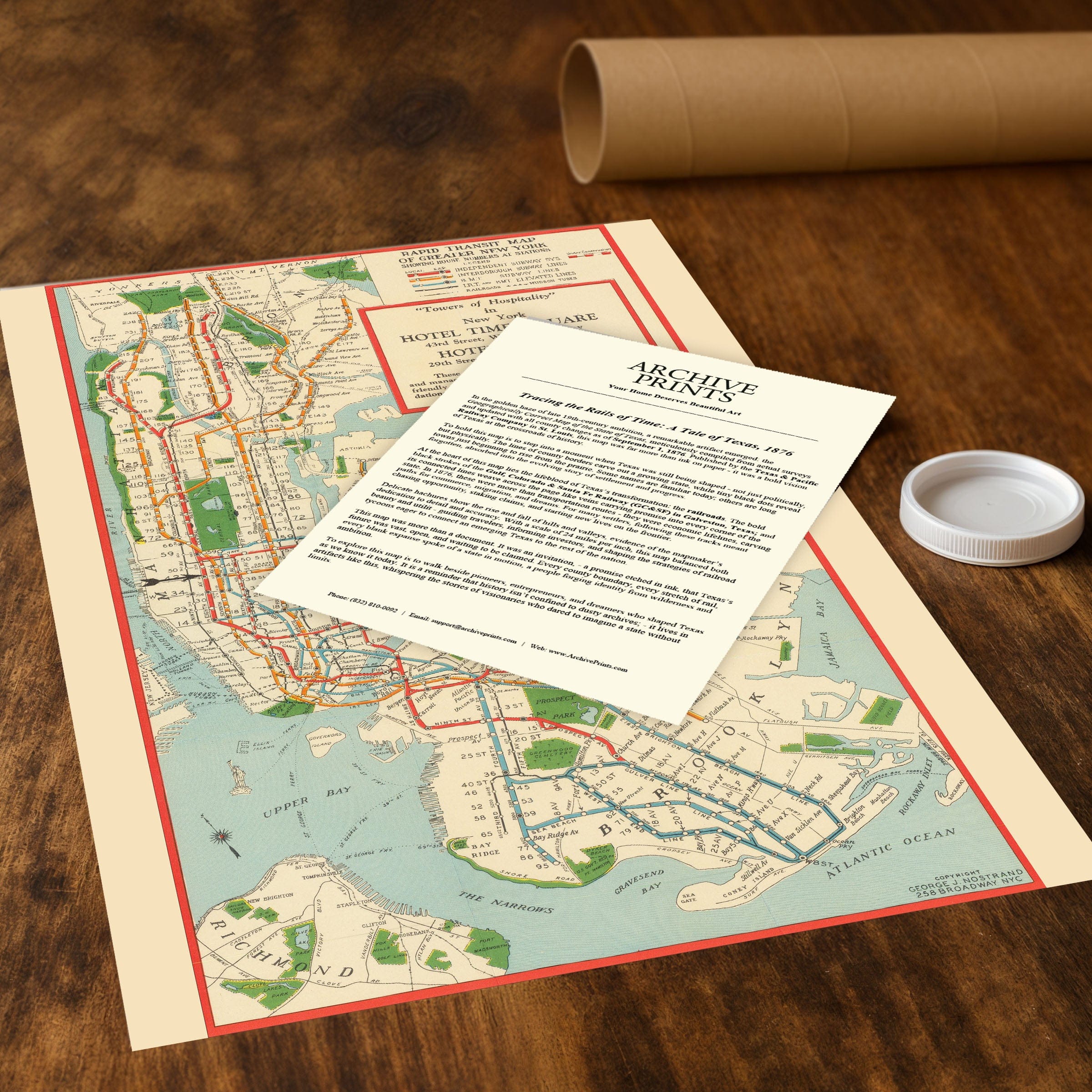 Rapid Transit Vintage Map of Greater New York 1939 - Subway Map