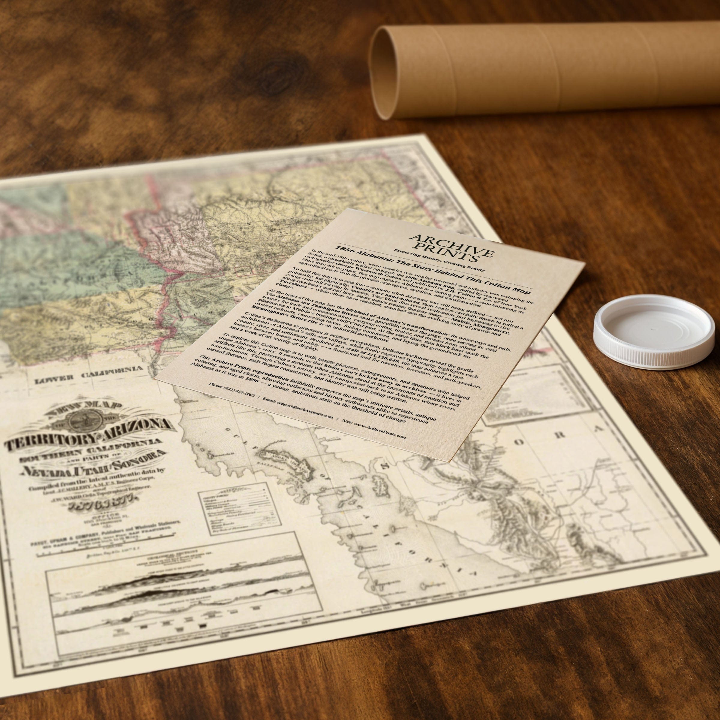 Arizona Territory Map 1877 - Payot Upham Survey - Archive Prints