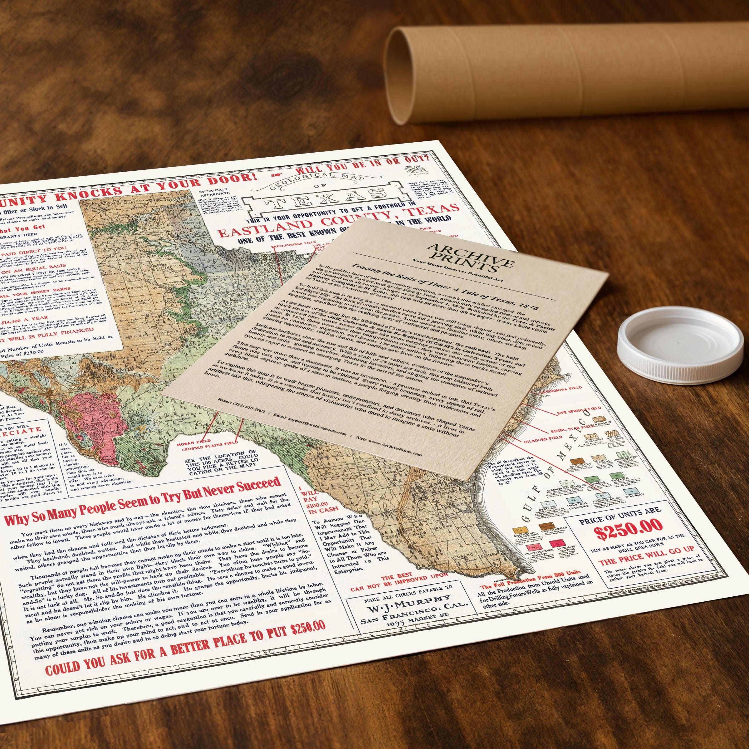 Eastland County, Texas Oil Map 1921 - Archive Prints