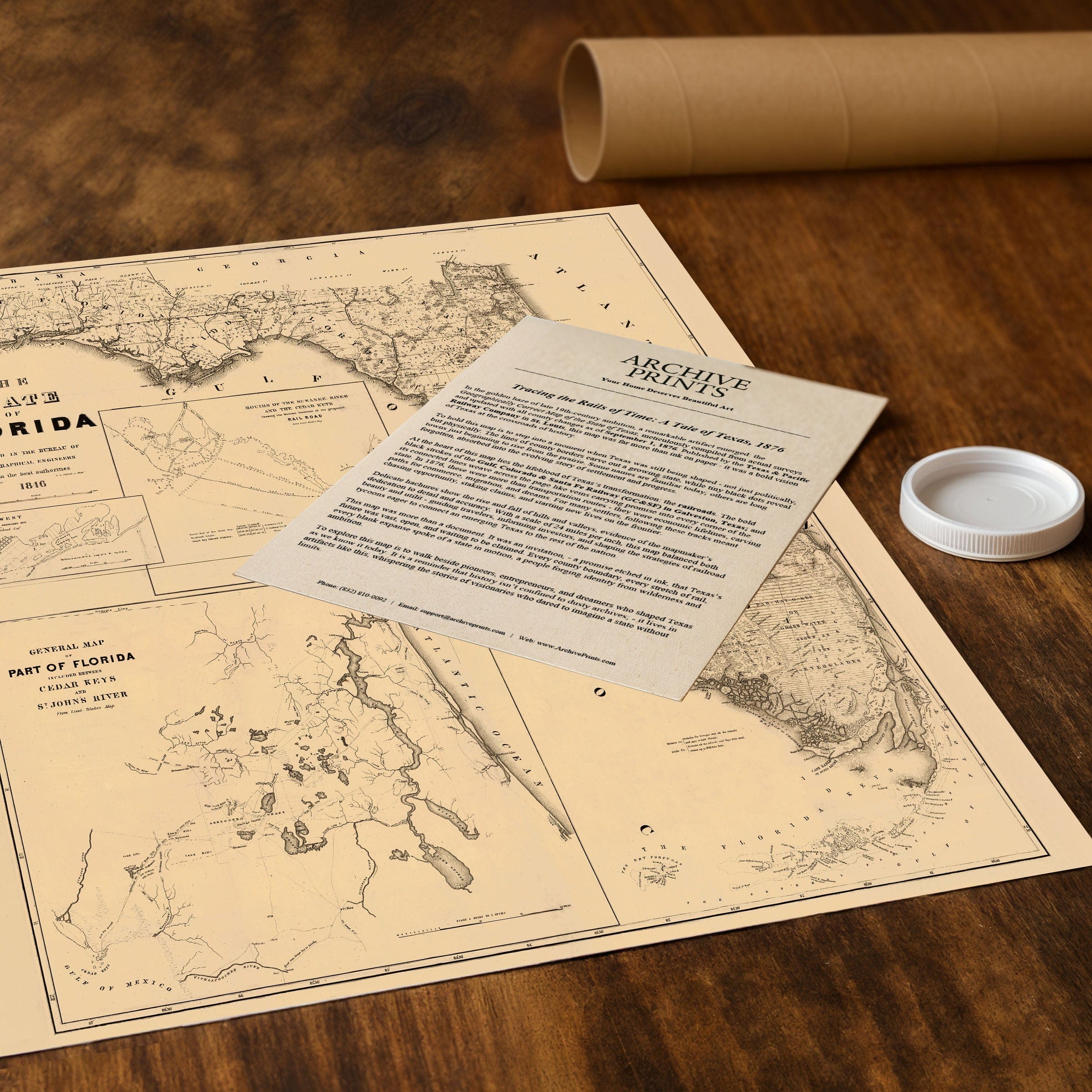 Florida Map 1846 - Topographical Engineers Survey - Archive Prints