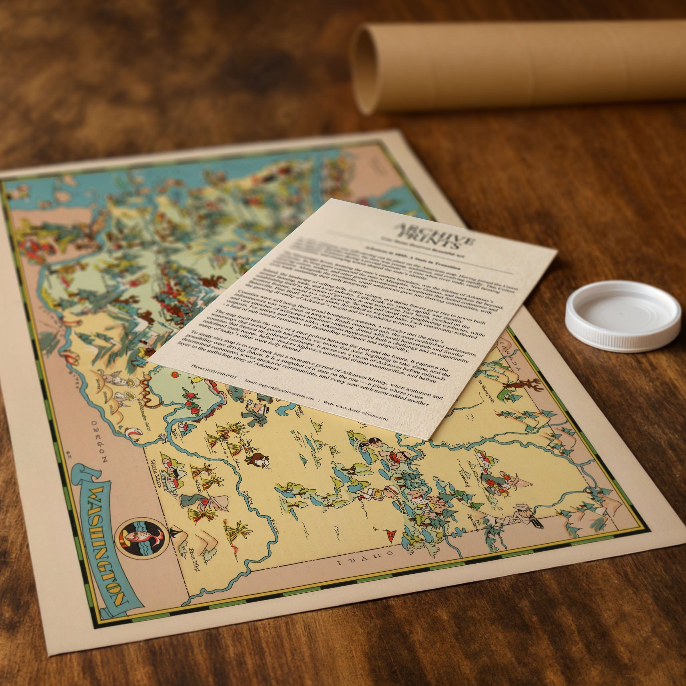 Washington State Map - 1935 Pictorial Journey Through the Evergreen State - Archive Prints