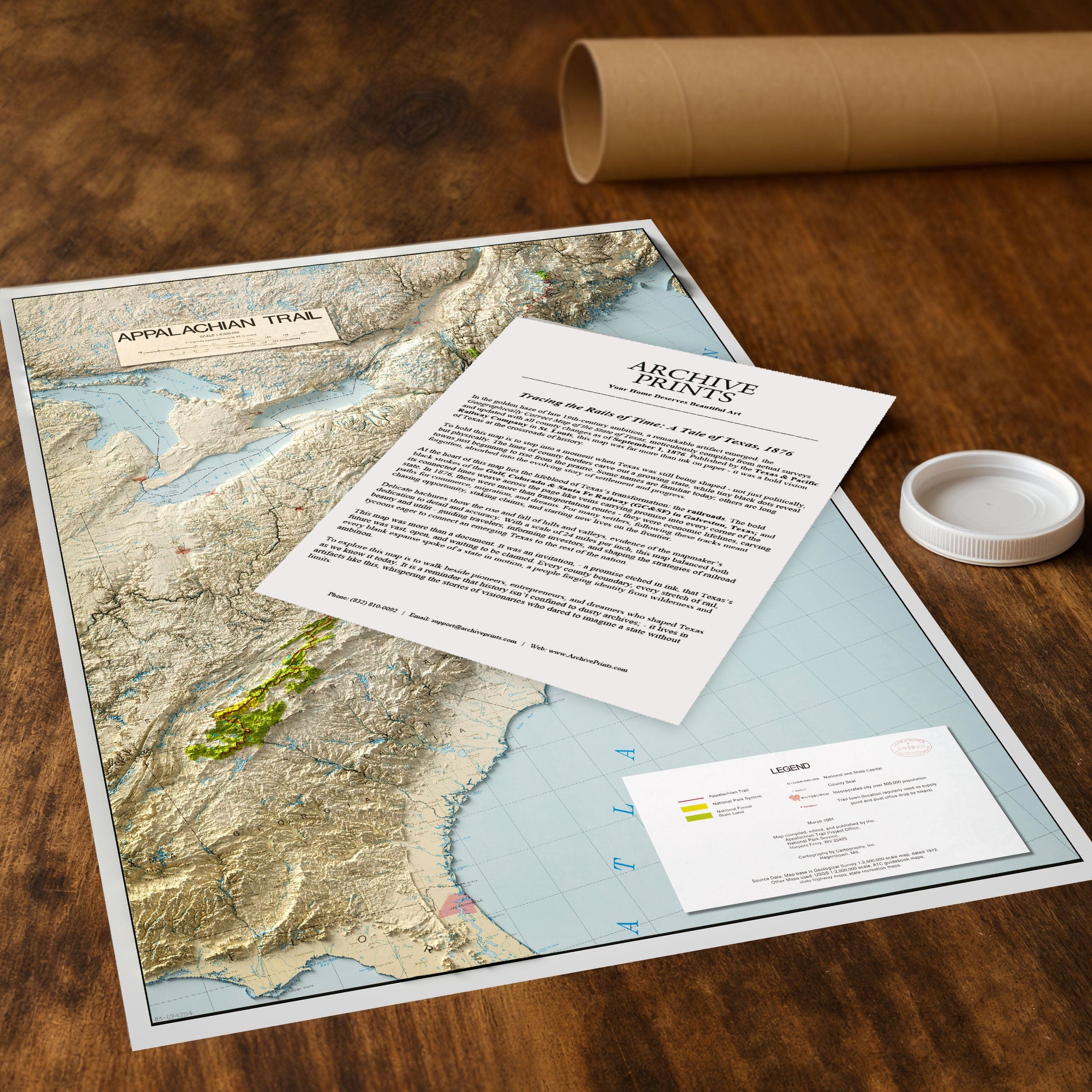 Appalachian Trail 3D Shaded Flat 2D Map - Topographic Hiking Guide (Not a Relief Map)