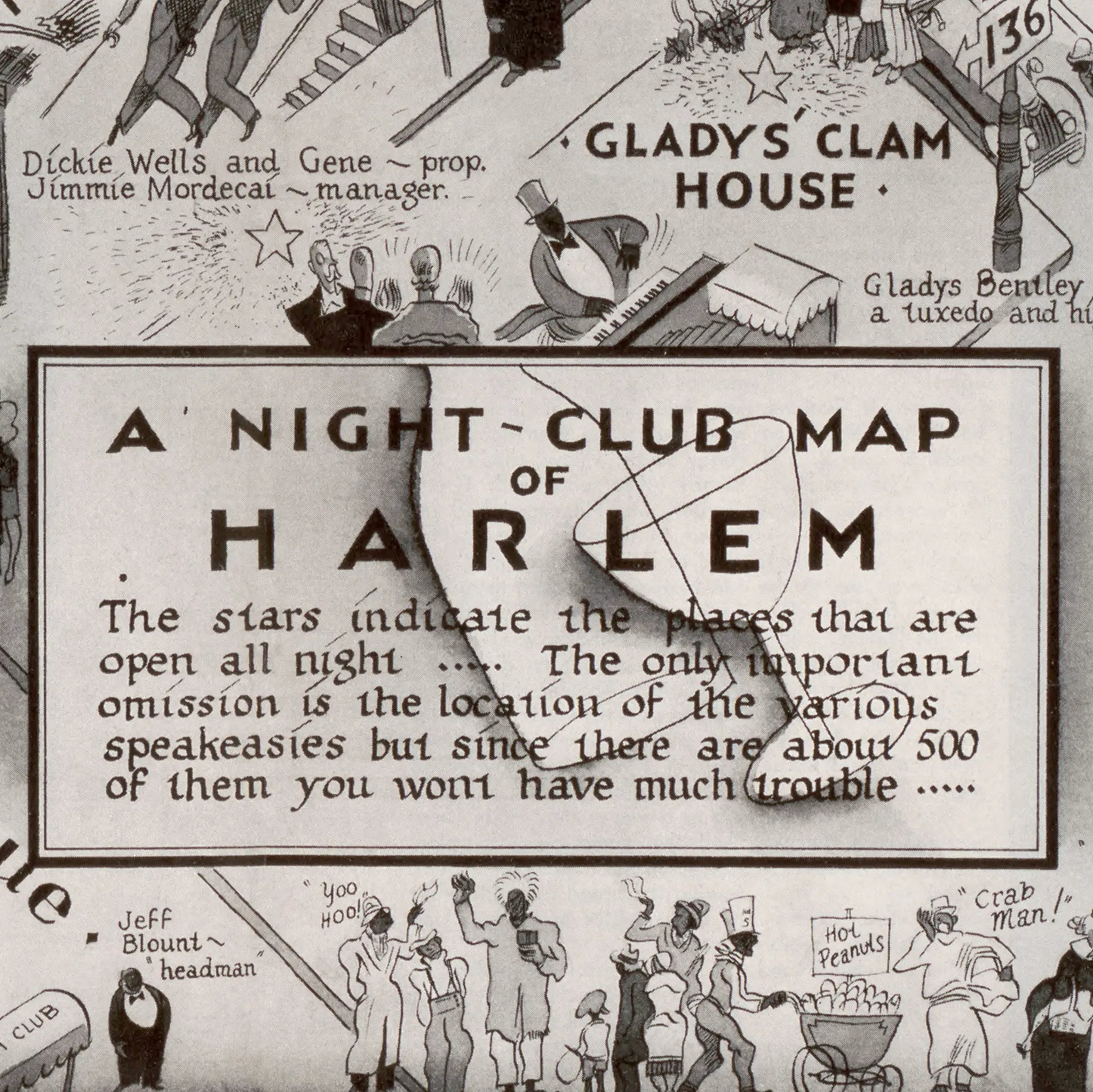 Harlem Night-Club Map - Vintage 1932 Jazz Age Entertainment Guide