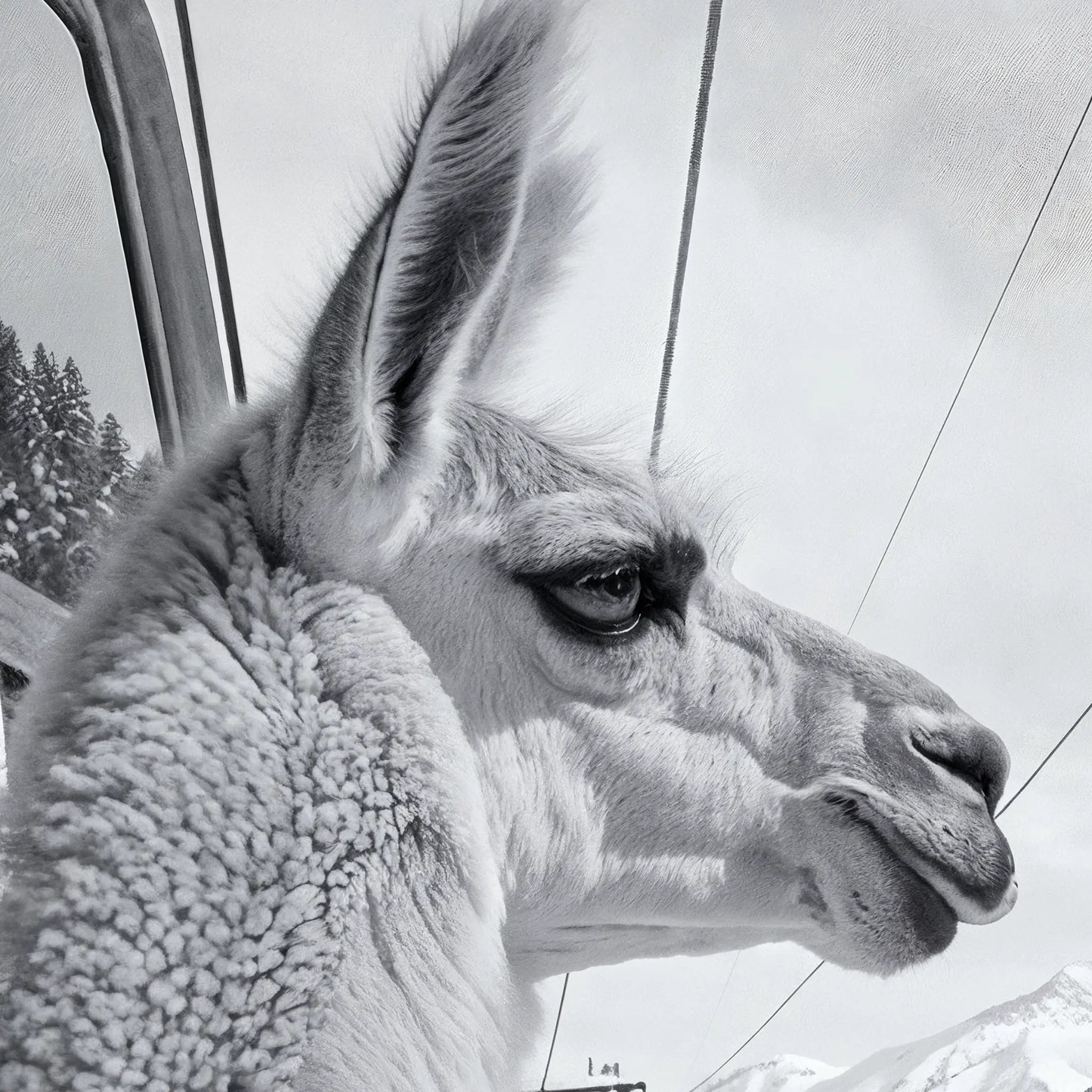 Llama Gondola Wool Texture Detail Close-Up