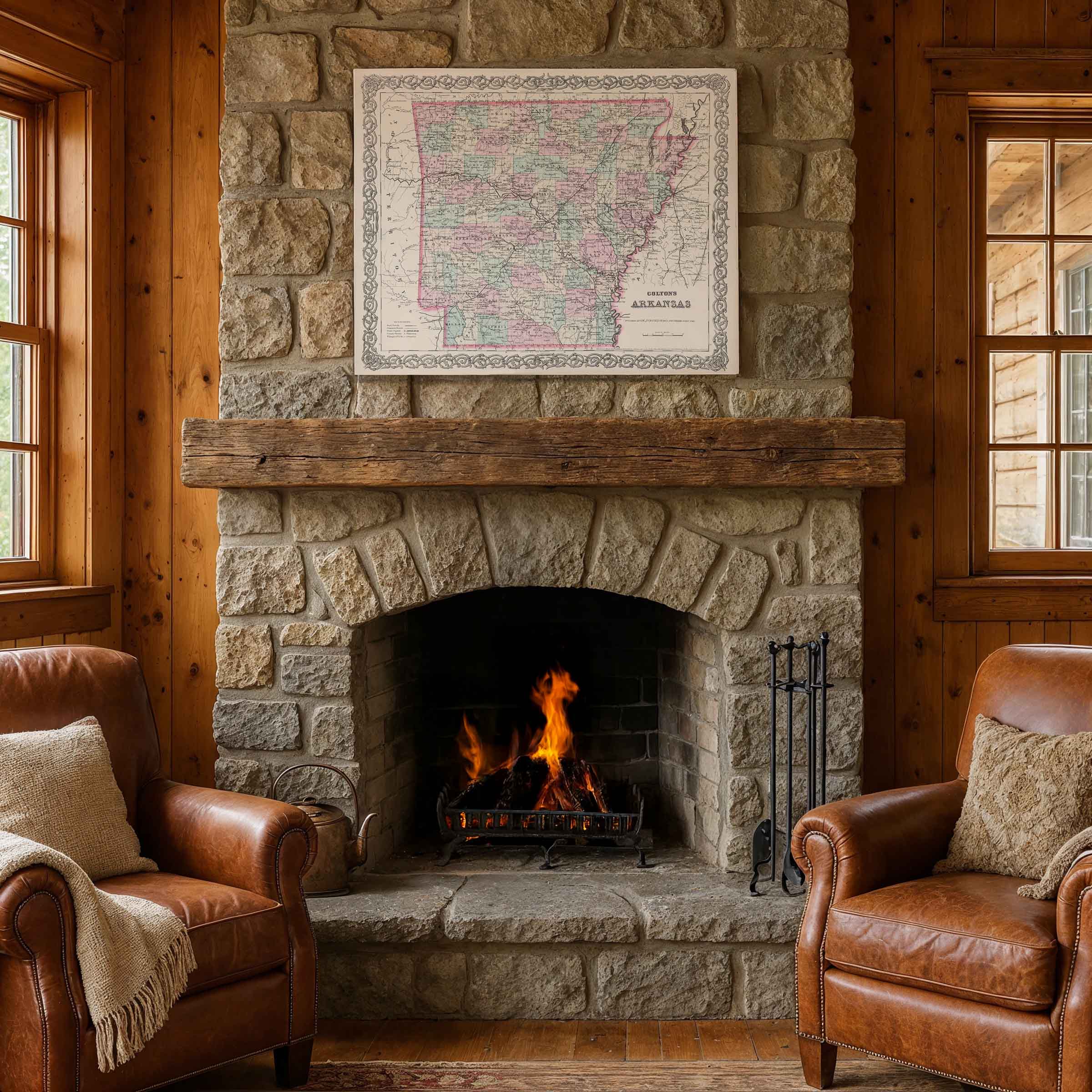 Colton’s 1855 Map of Arkansas – A Restored Vintage Classic by Archive Prints