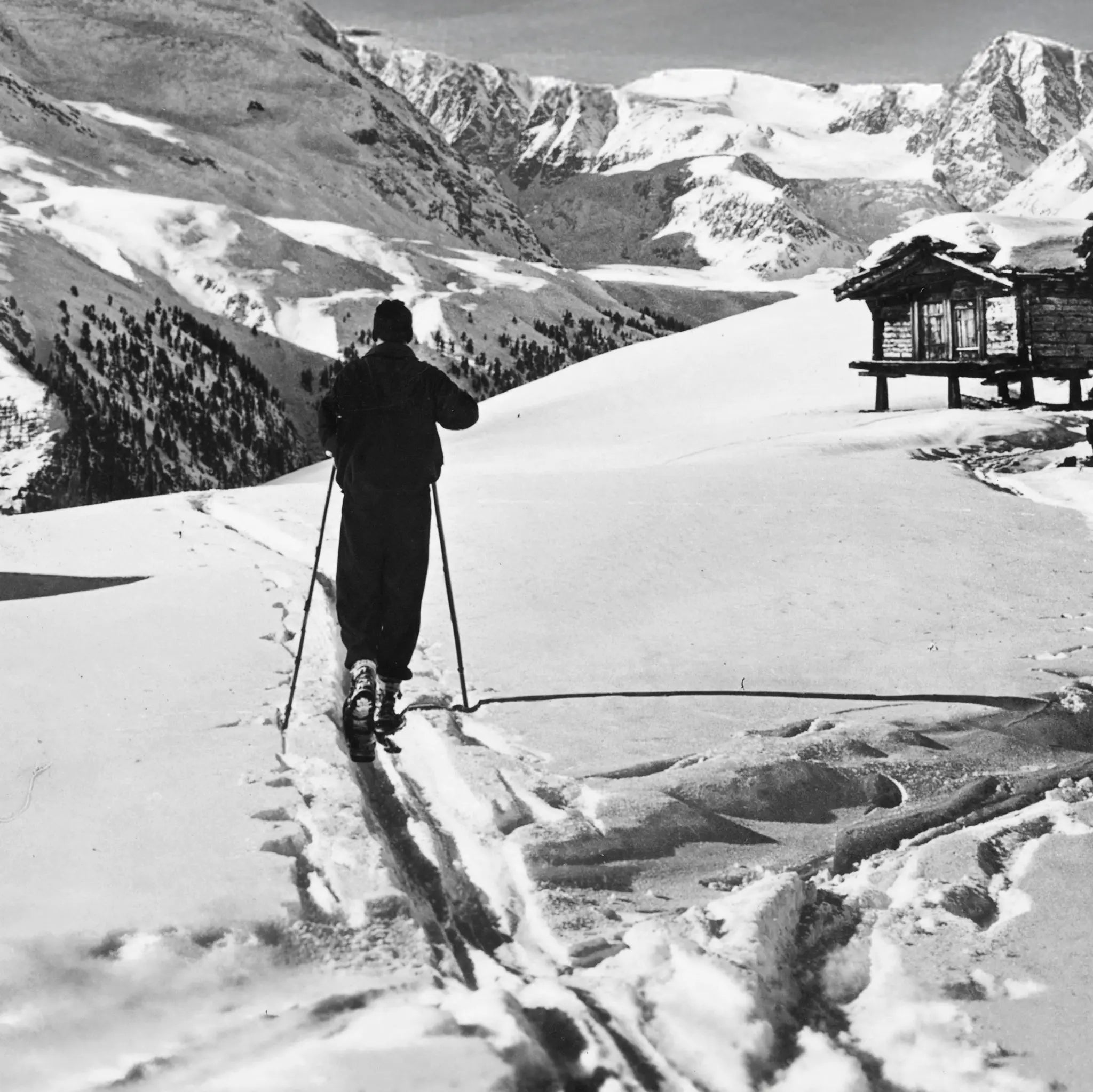 Vintage Matterhorn Skier Detail Close-Up
