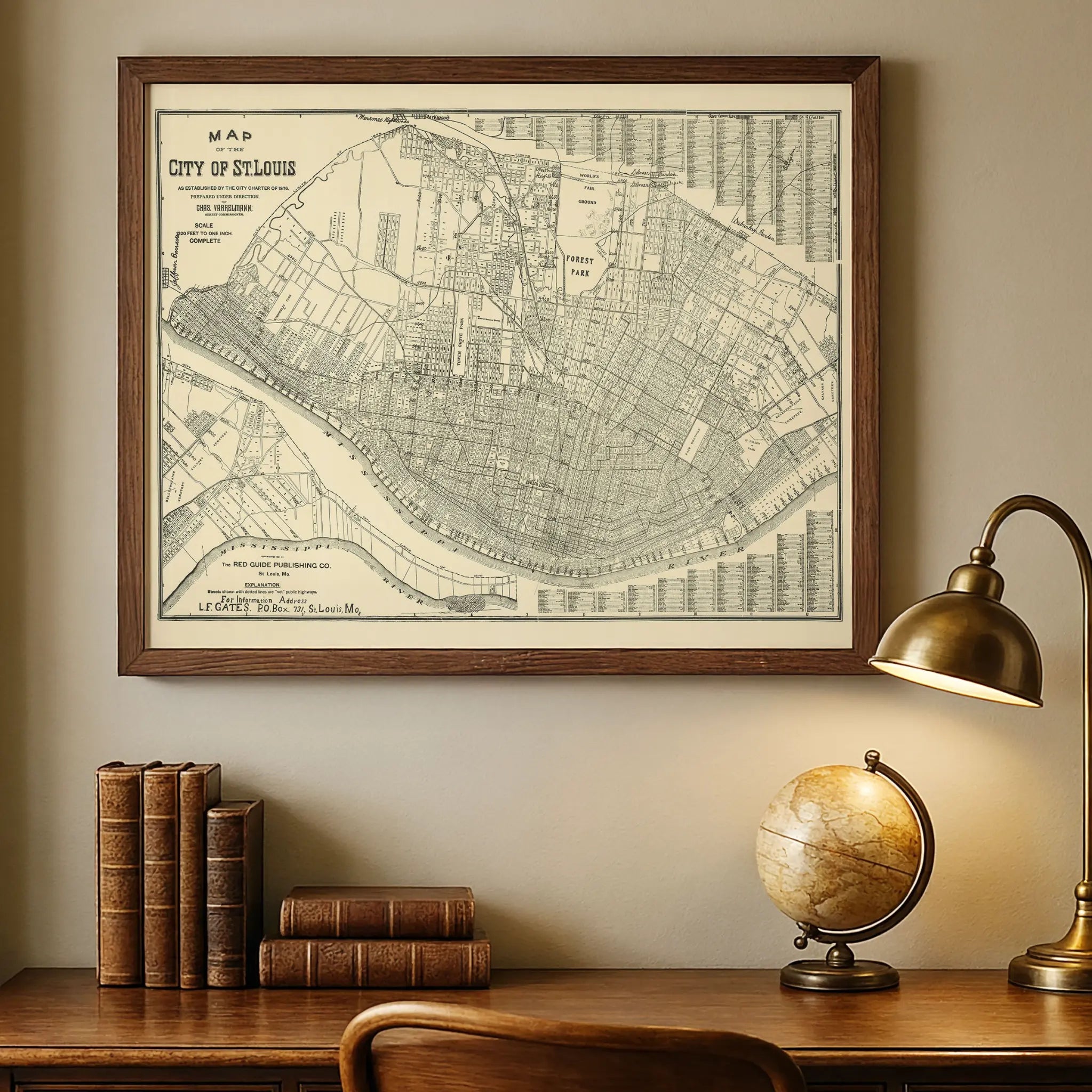 St. Louis Map - Vintage 1876 City Charter Map by Charles Varrelmann