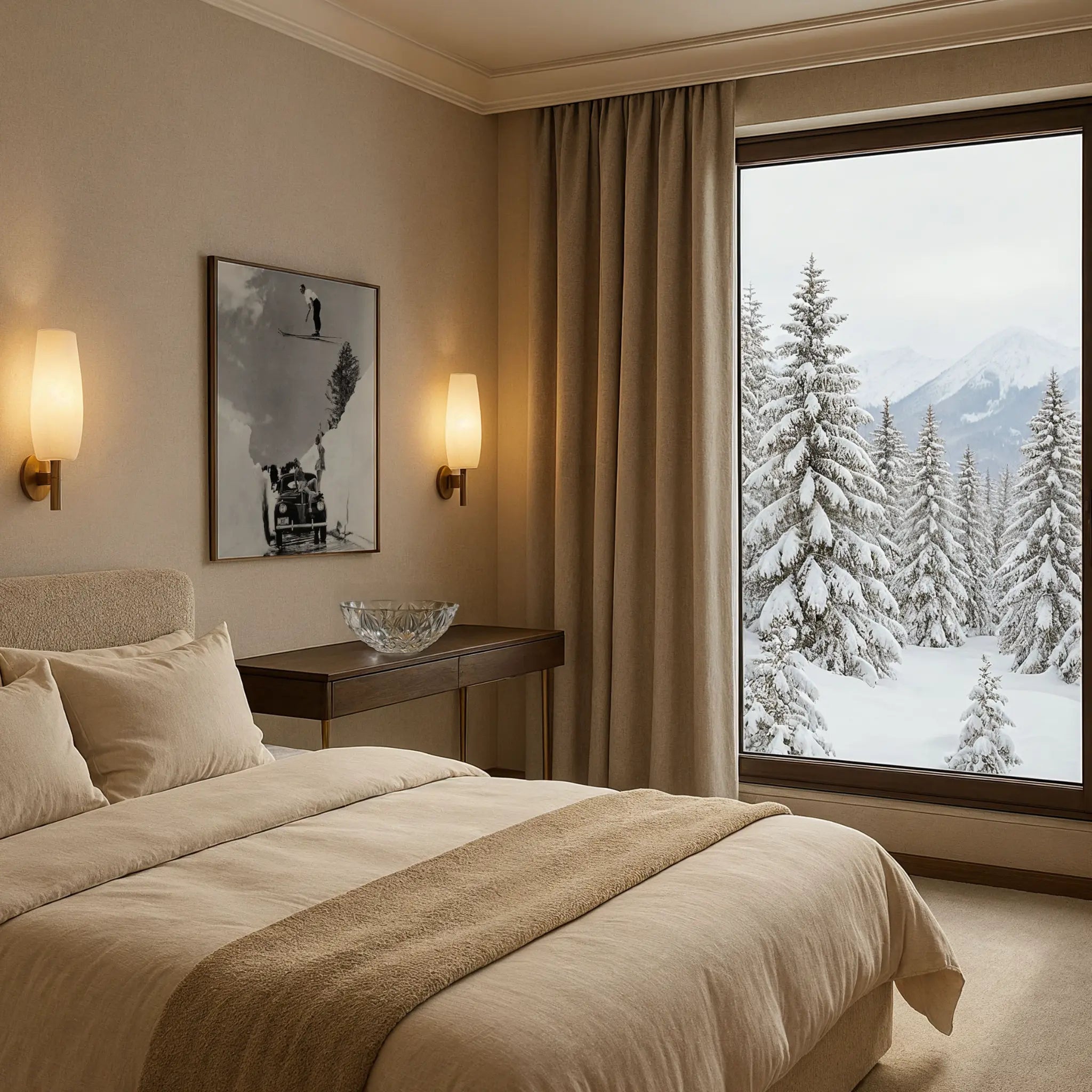 Vintage Ski Jump Photo in Luxury Suite Bedroom