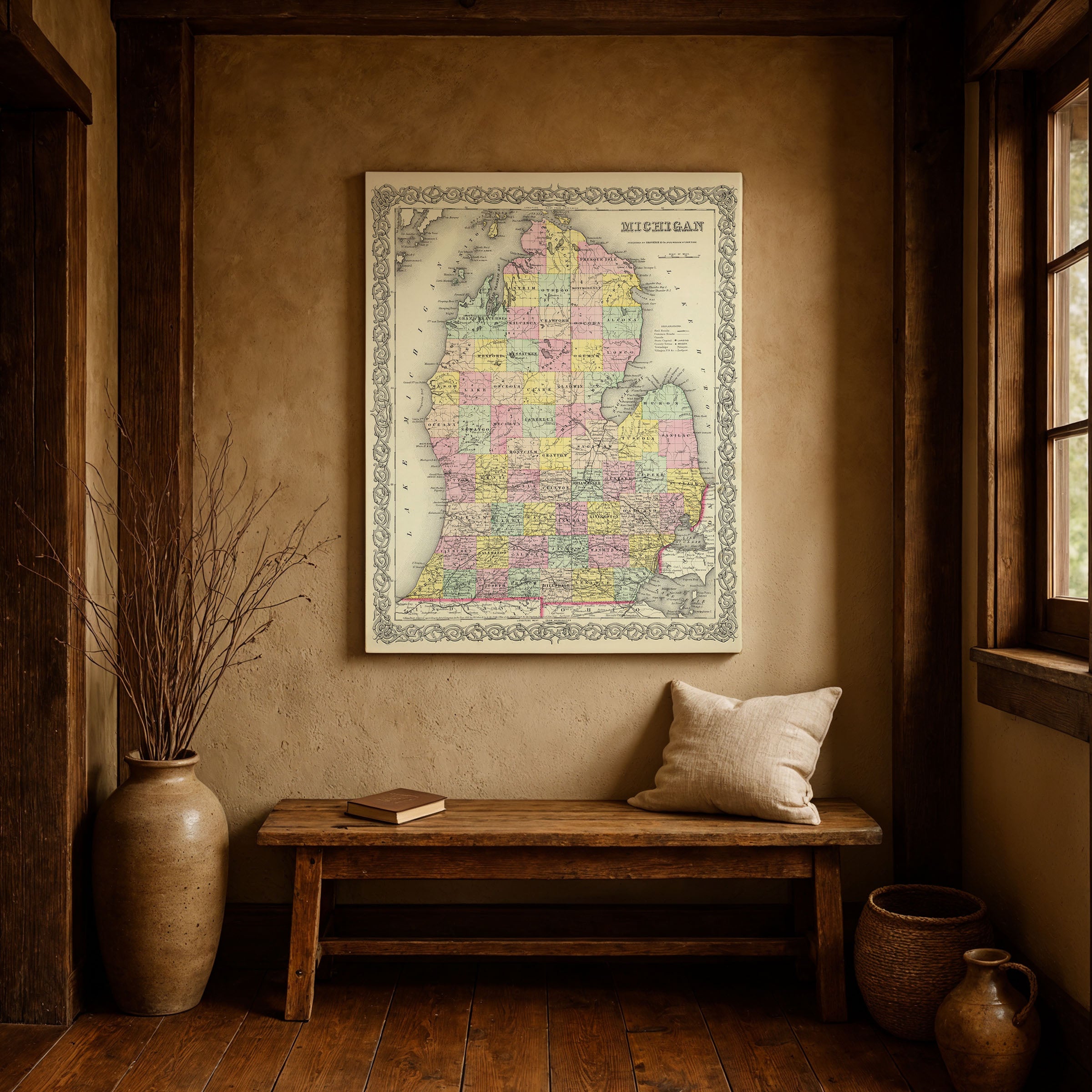 Michigan Map - Vintage State Map by Colton Image 3