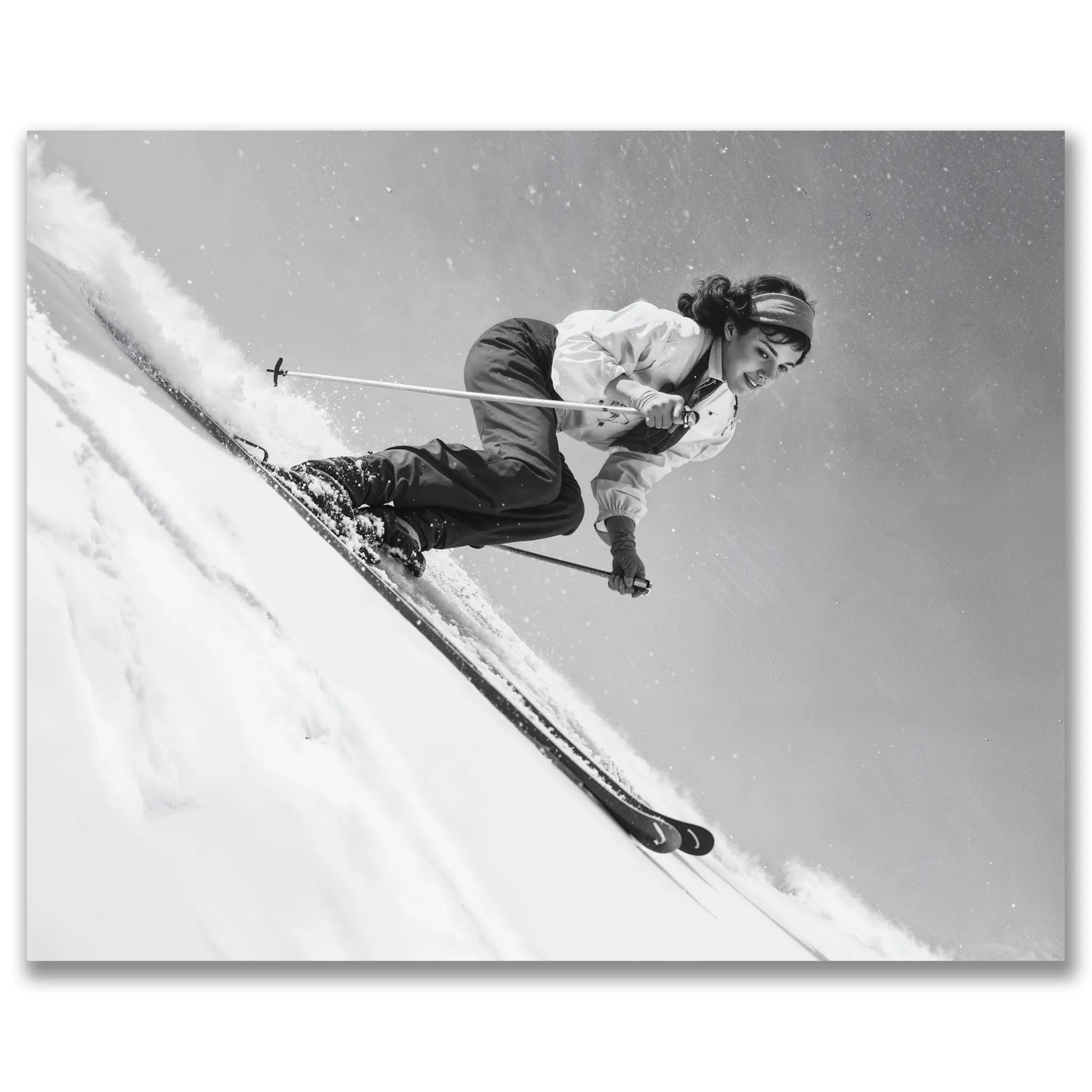 Vintage Dynamic Skier Photograph - Main Image