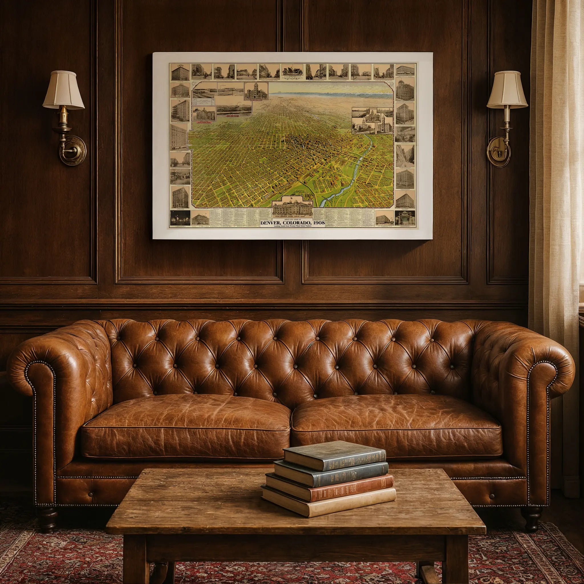 Denver Bird's-Eye Map - Vintage 1908 Colorado Historical City Map