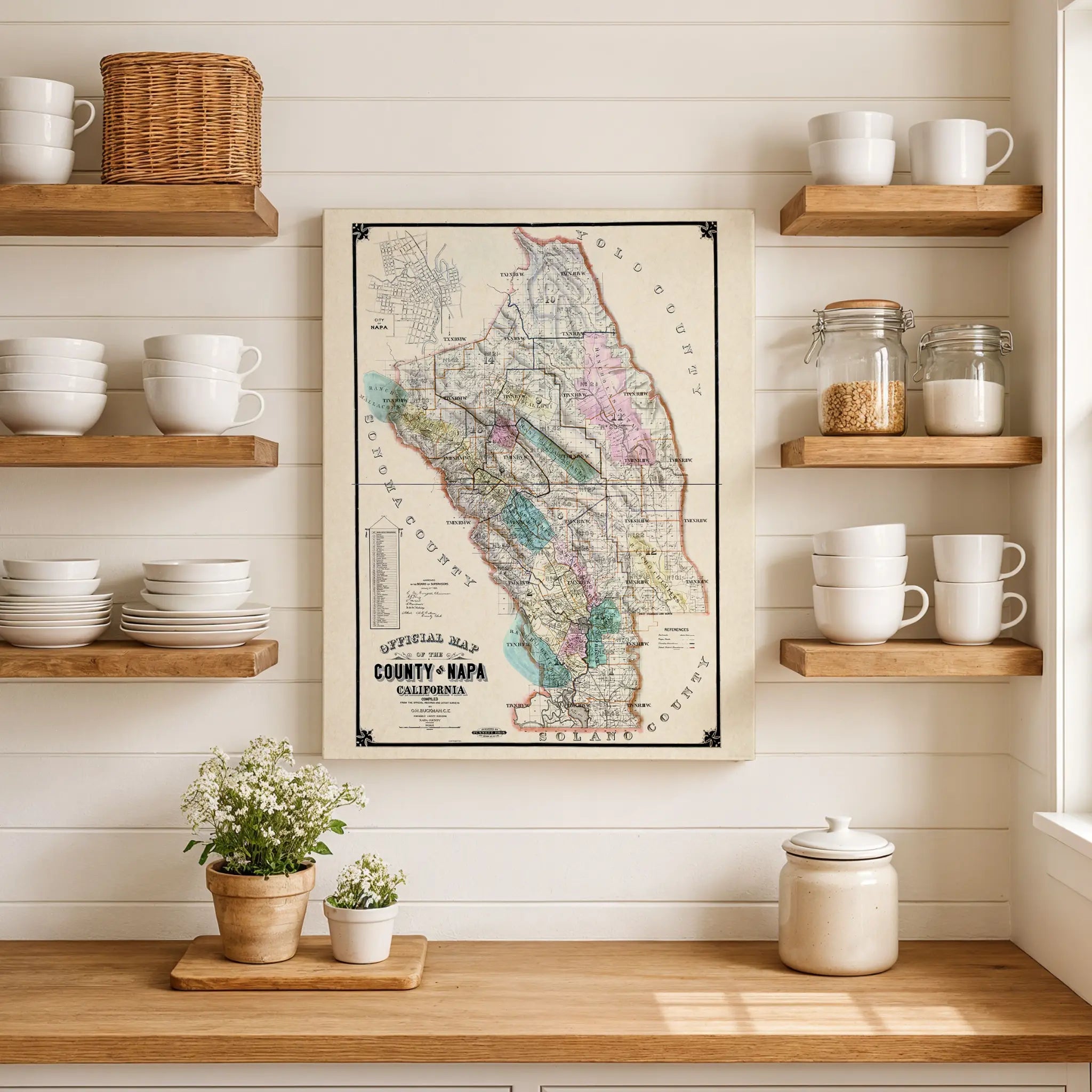 Napa Valley Map - Vintage 1895 Official County Map