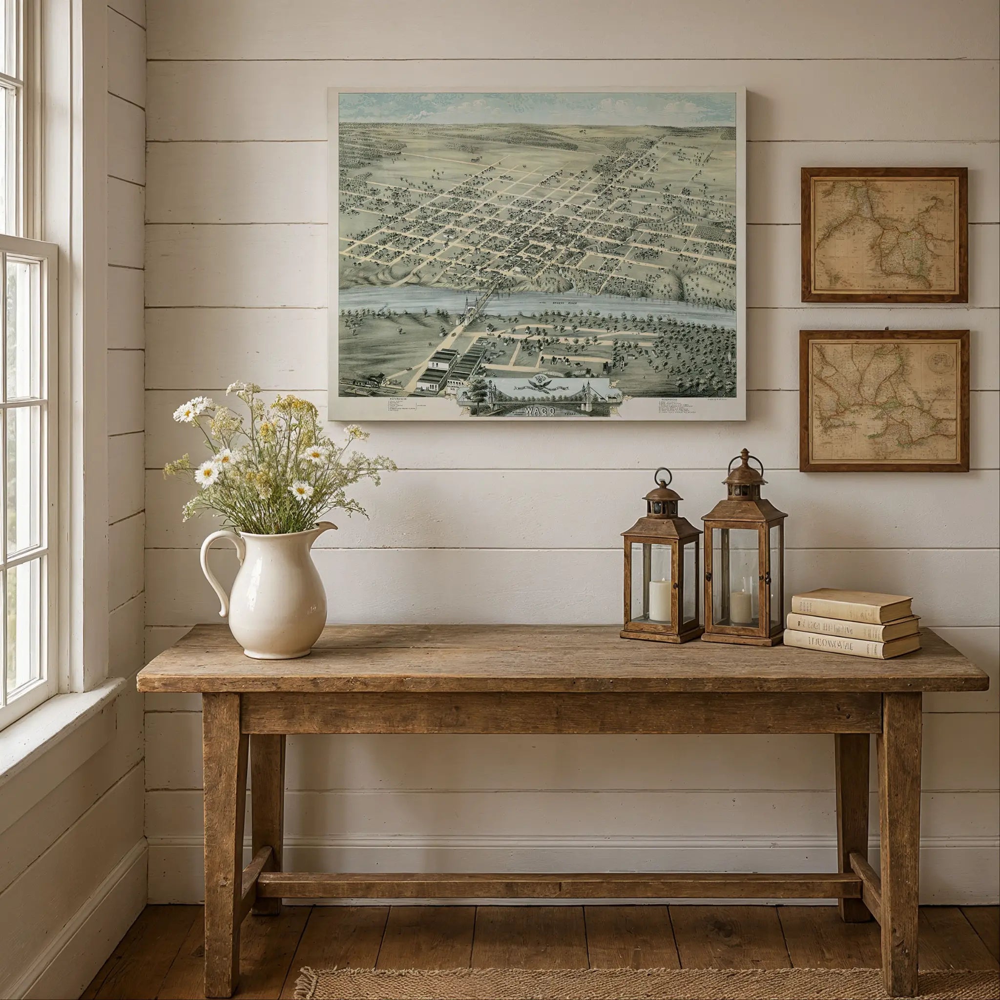 Waco Bird's-Eye Map - Vintage 1873 Texas Historical City Map