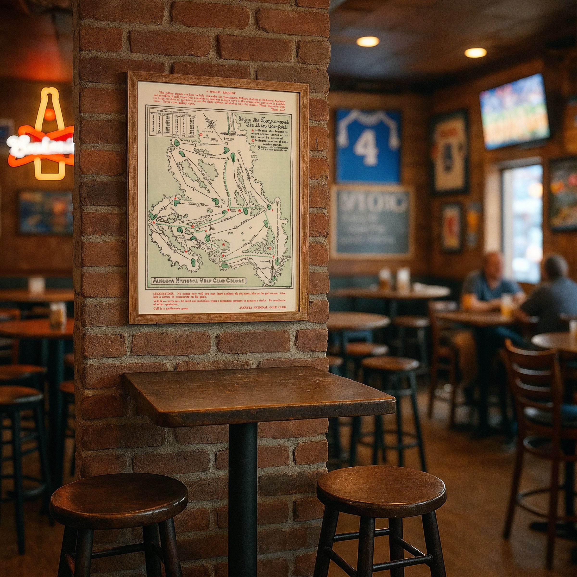 Augusta National Golf Club Course Map 1954 - Masters Tournament Guide - Archive Prints