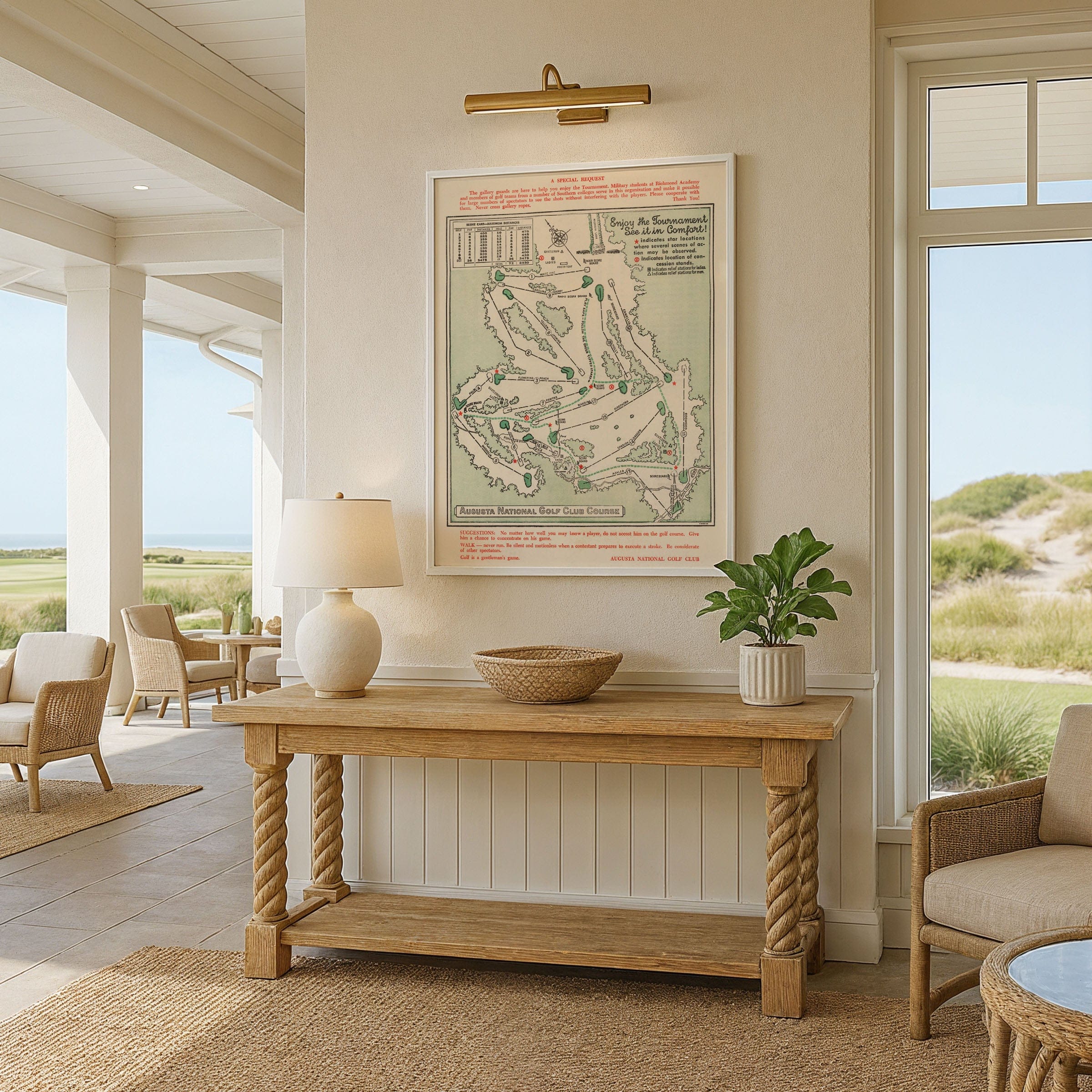 Augusta National Golf Club Course Map 1954 - Masters Tournament Guide - Archive Prints