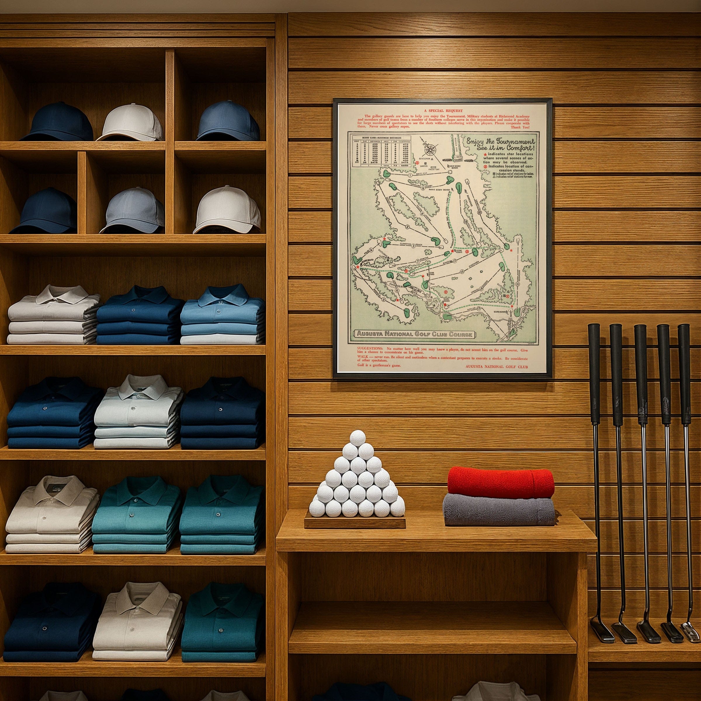 Augusta National Golf Club Course Map 1954 - Masters Tournament Guide - Archive Prints