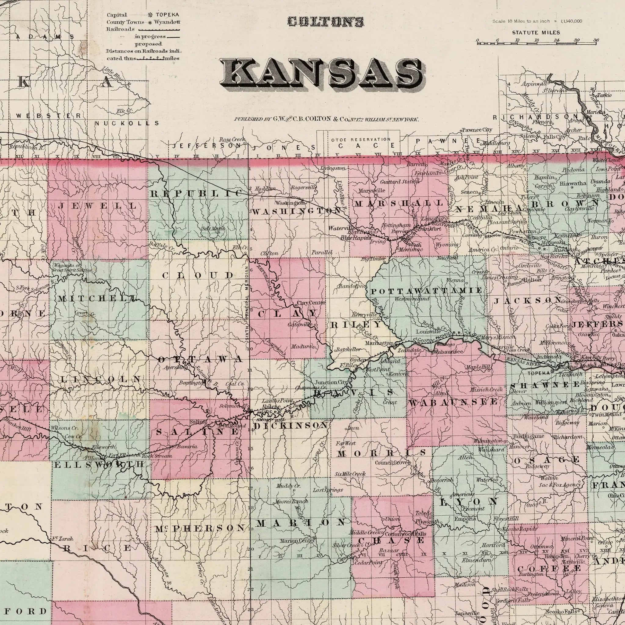 Kansas Map - Vintage State Map by Colton Image 8