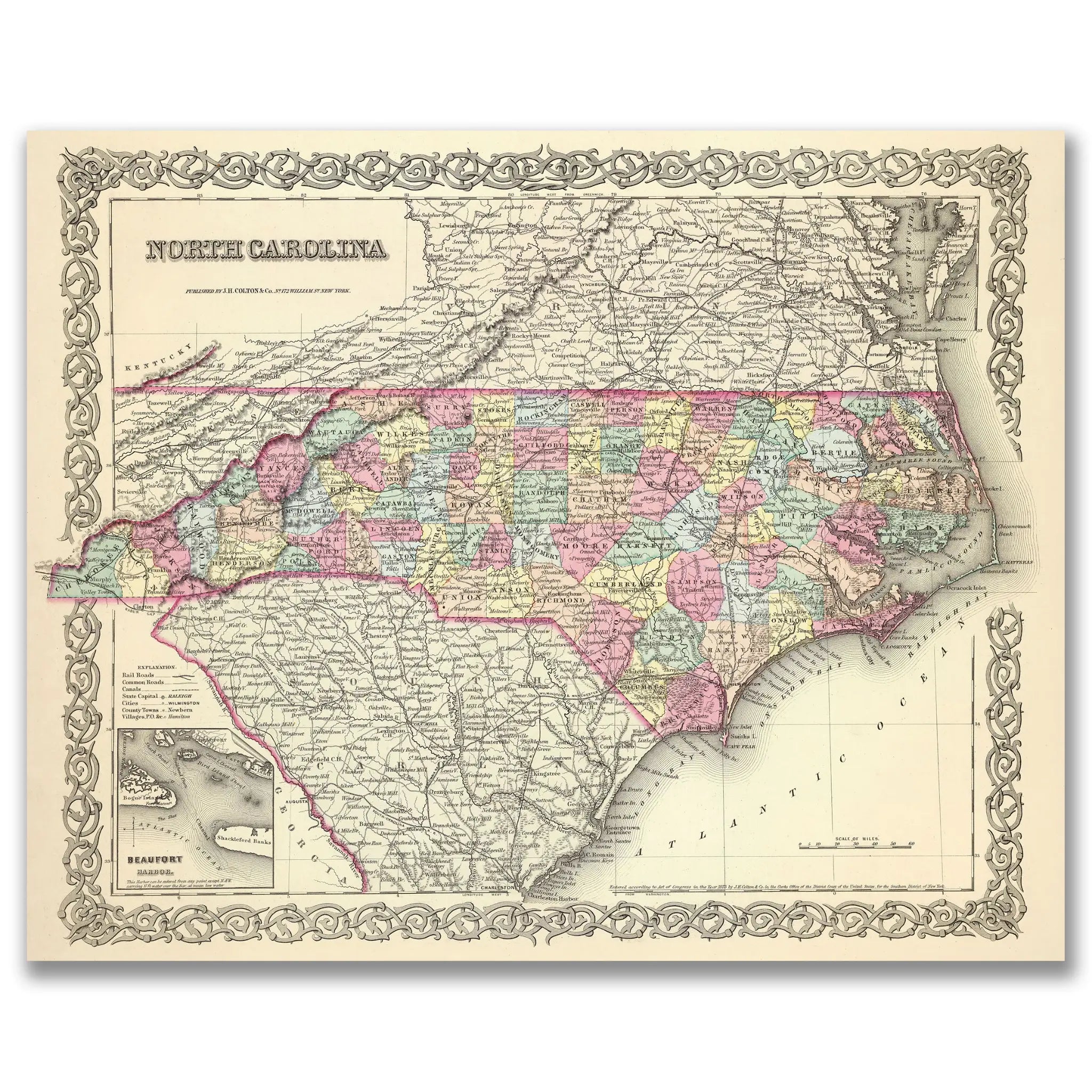 North Carolina Map - Certificate