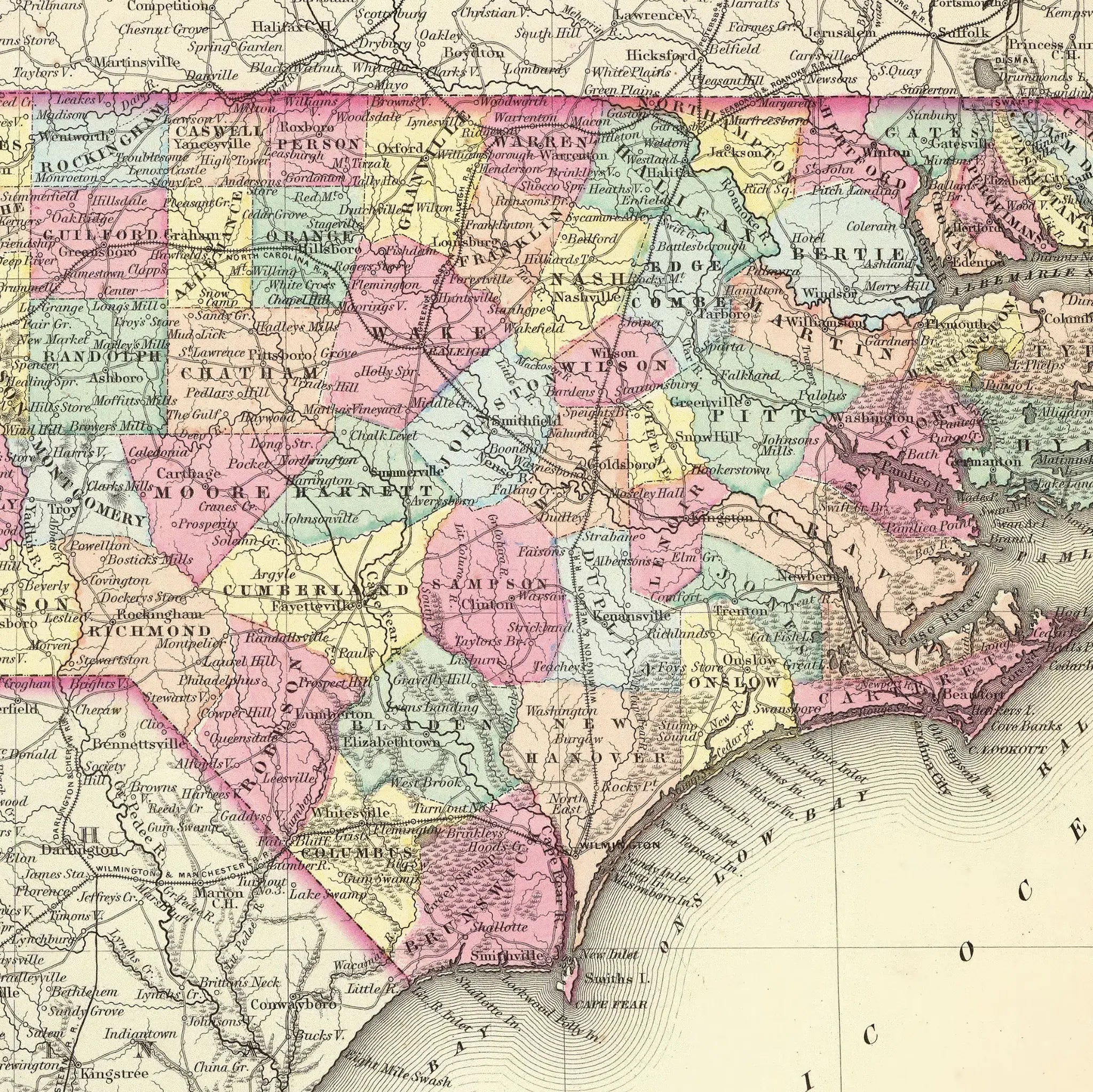North Carolina Map - Leather Couch Setting