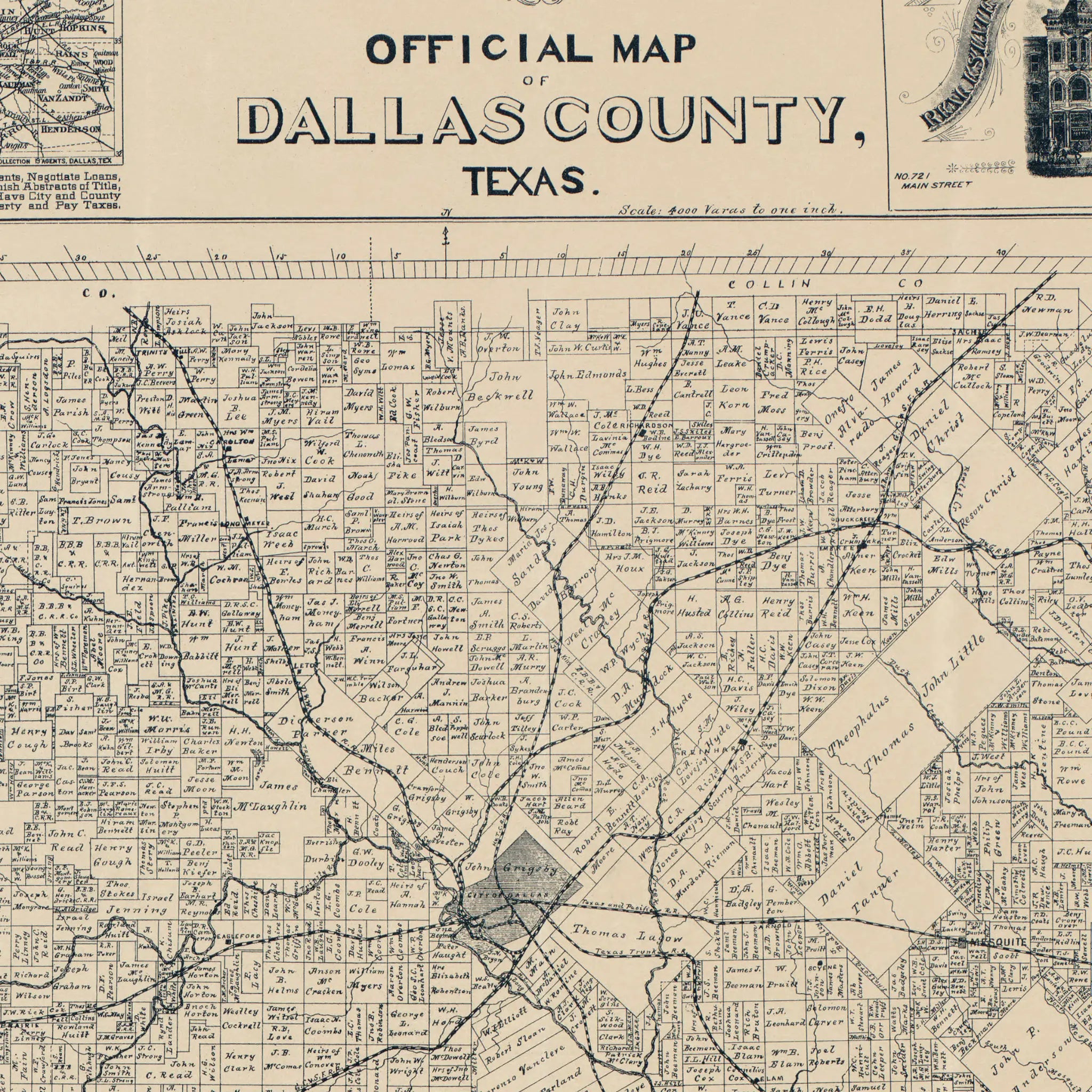 Dallas County Map - Vintage 1886 Official County Map by Murphy & Bolanz