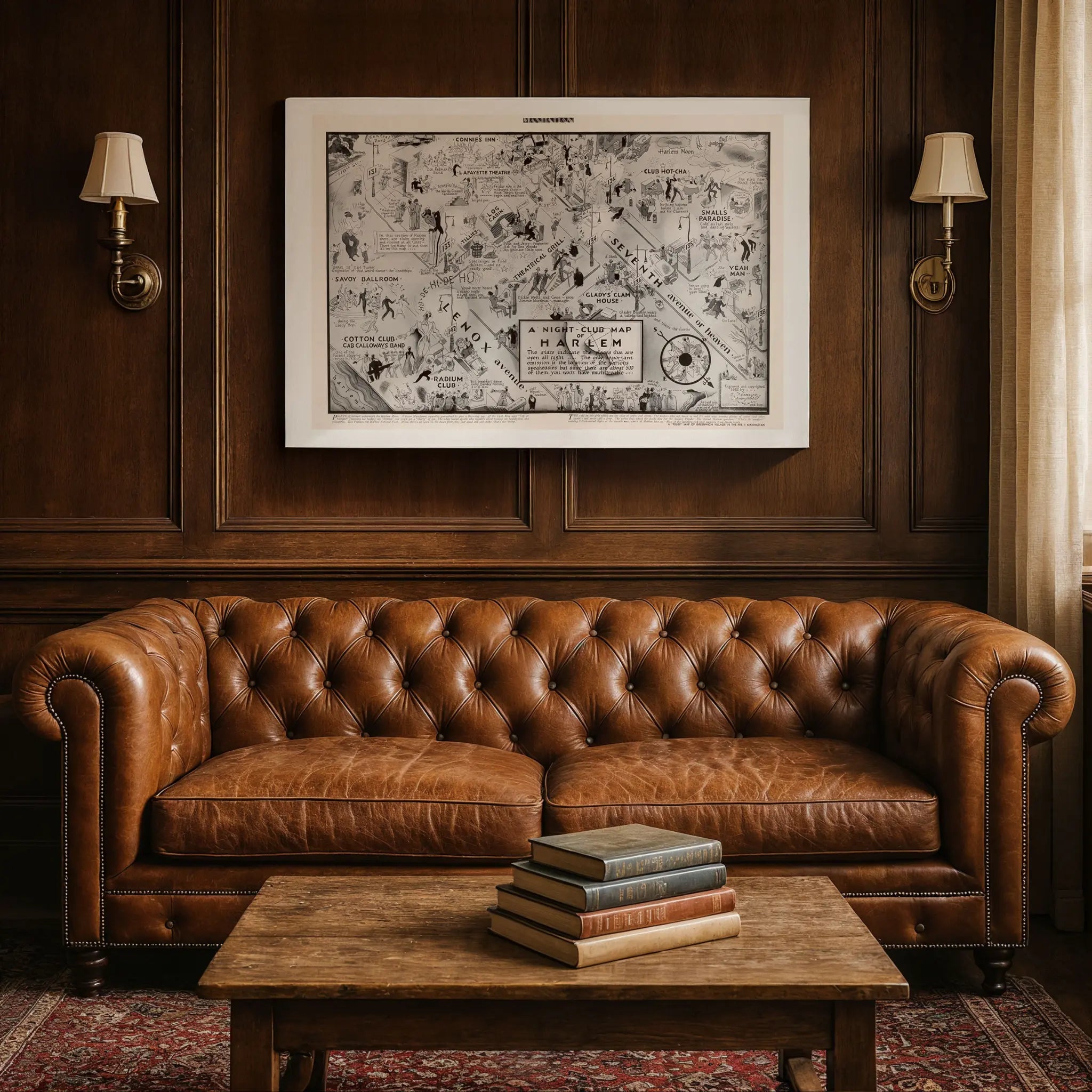 Harlem Night-Club Map - Vintage 1932 Jazz Age Entertainment Guide