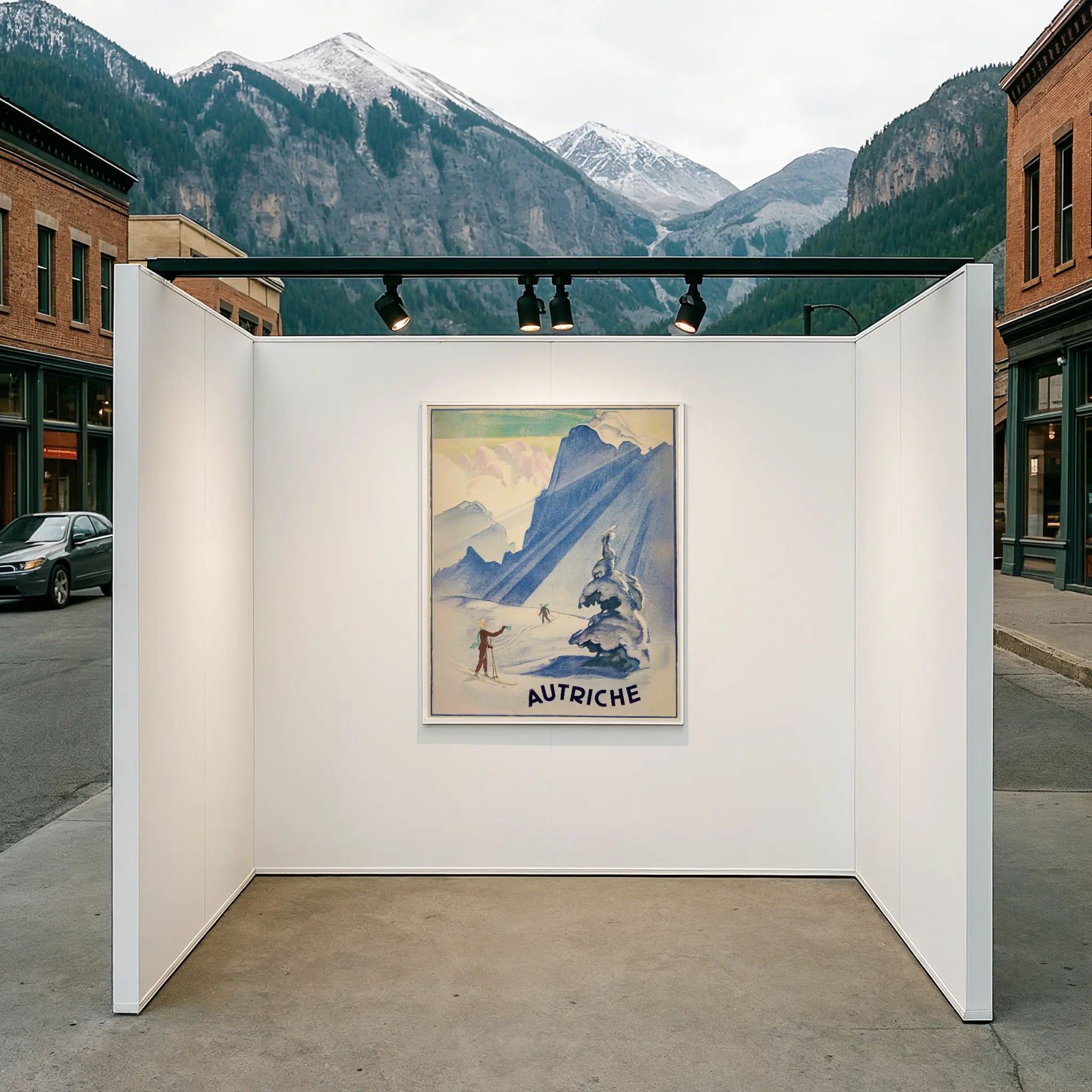 Vintage Austrian Ski Poster in Mountain Pop-Up Gallery