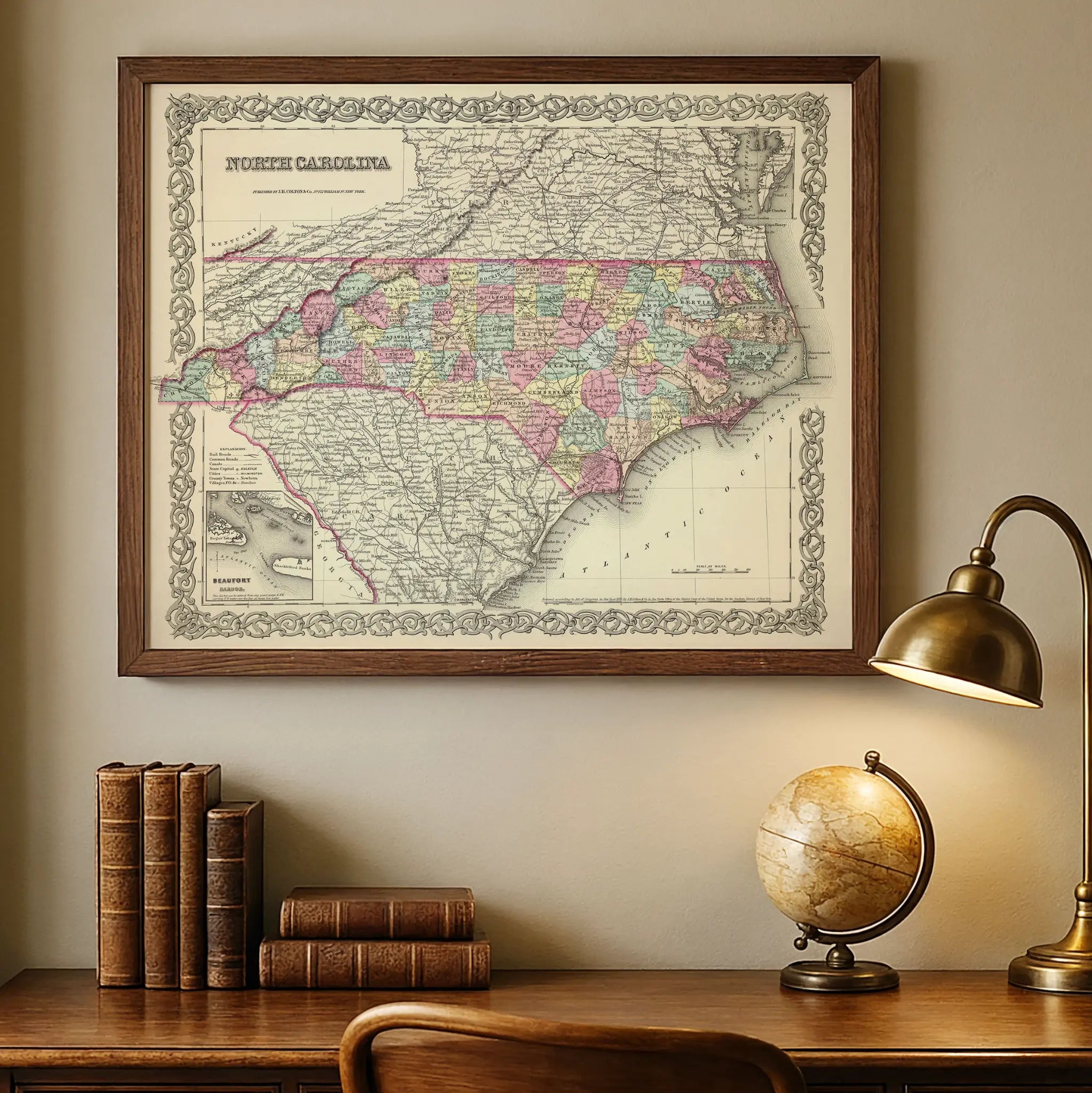 North Carolina Map - Farmhouse Setting