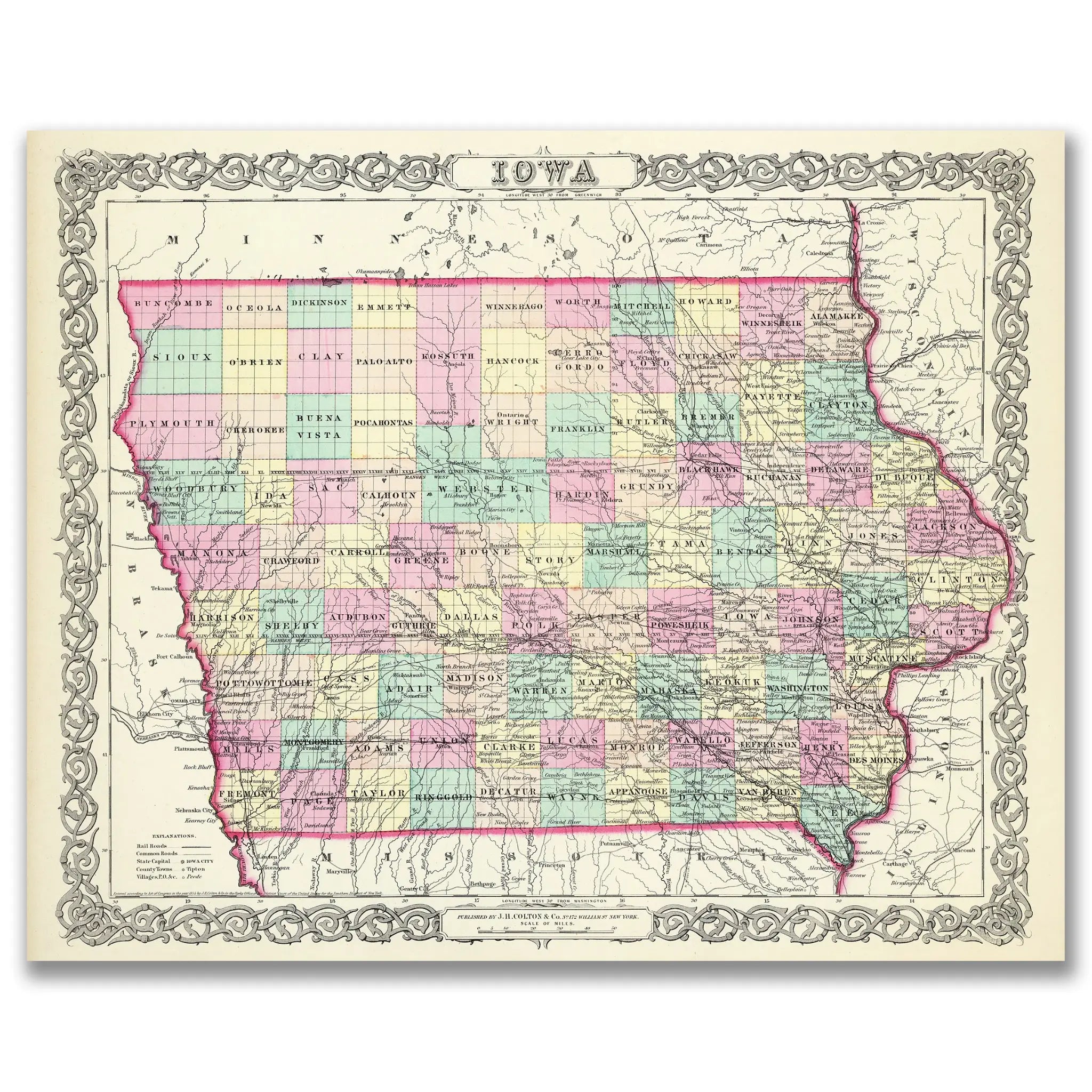 Iowa Map - Vintage State Map by Colton