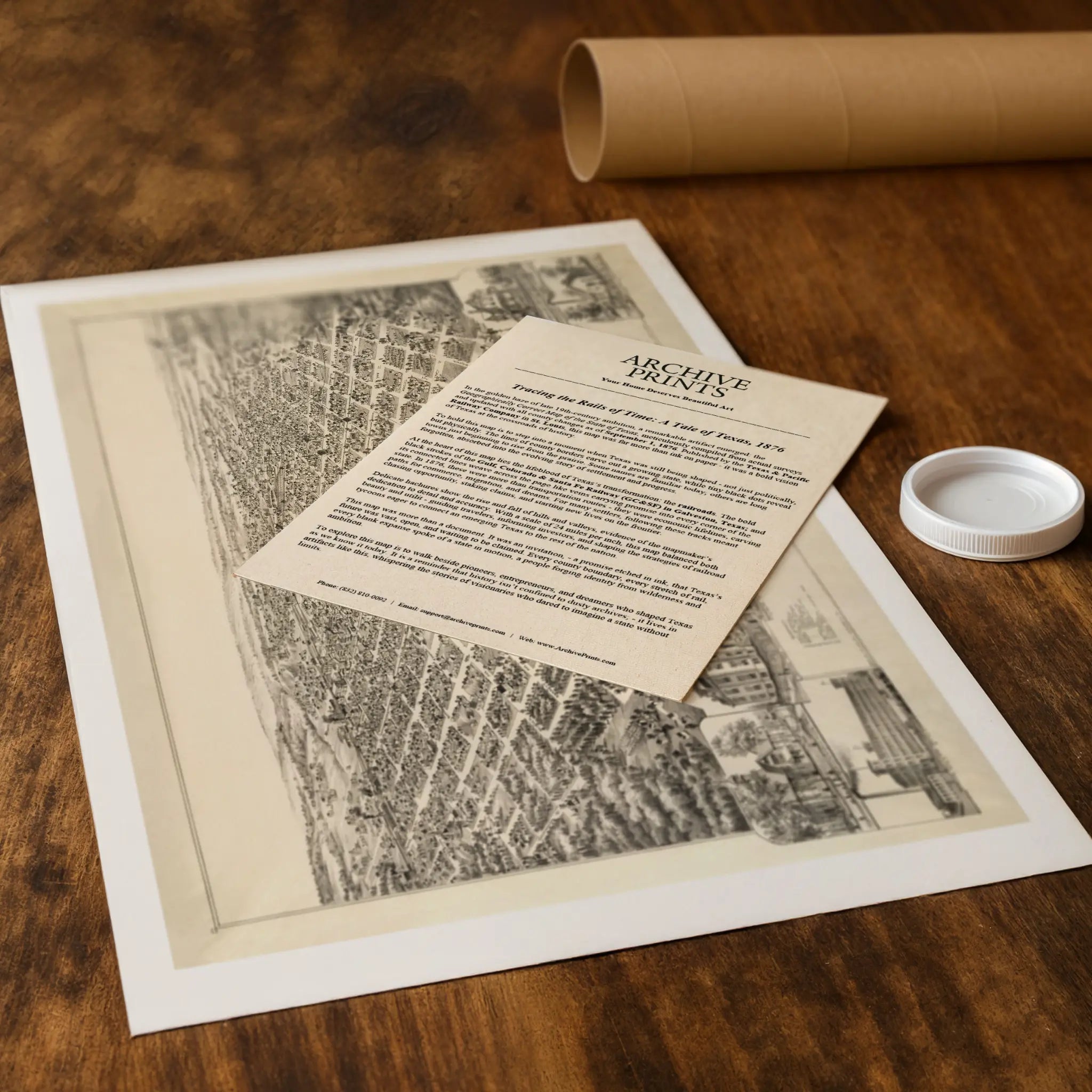 Denison Bird's-Eye Map - Vintage 1891 Texas Historical City Map