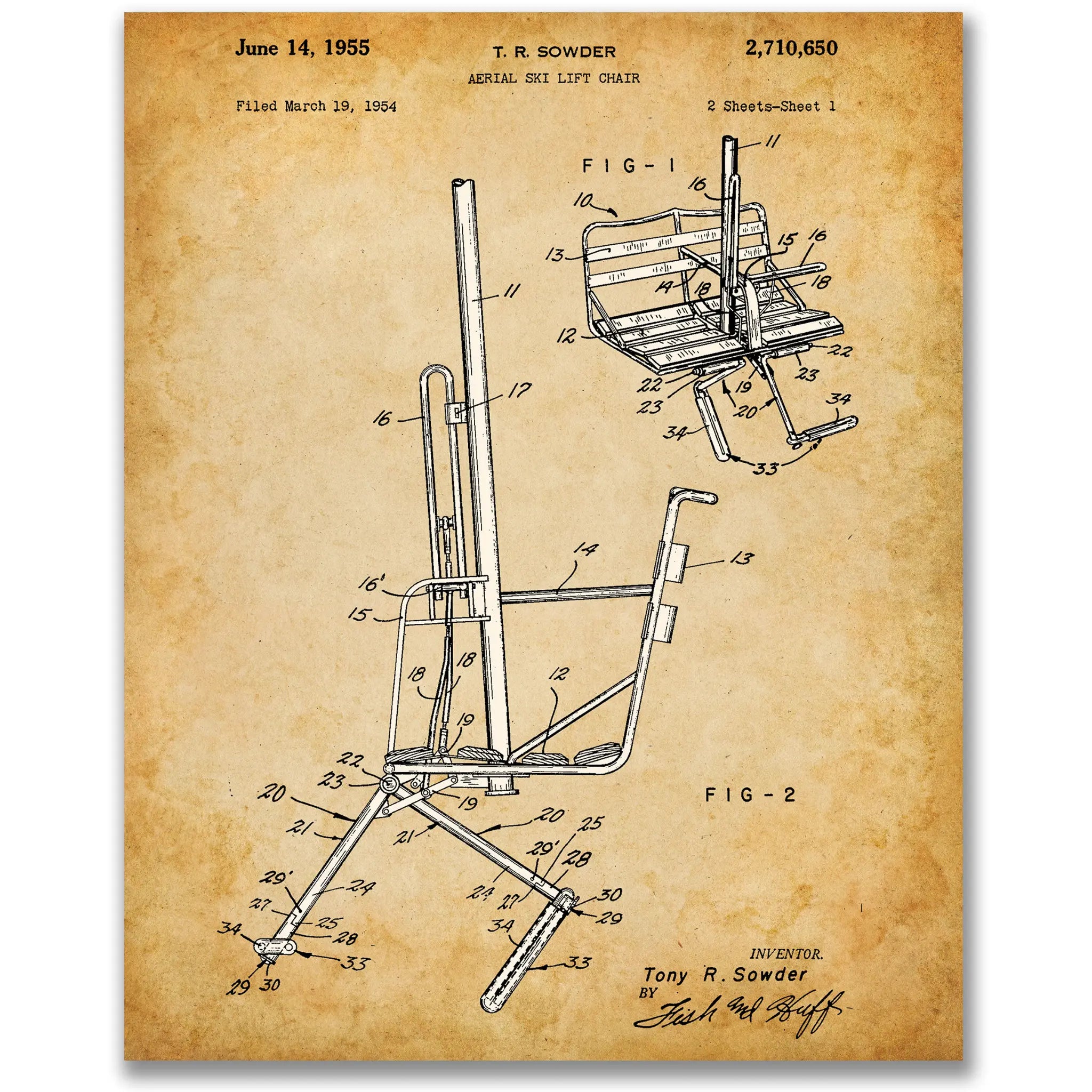 Vintage Ski Lift Patent Print - Main Image