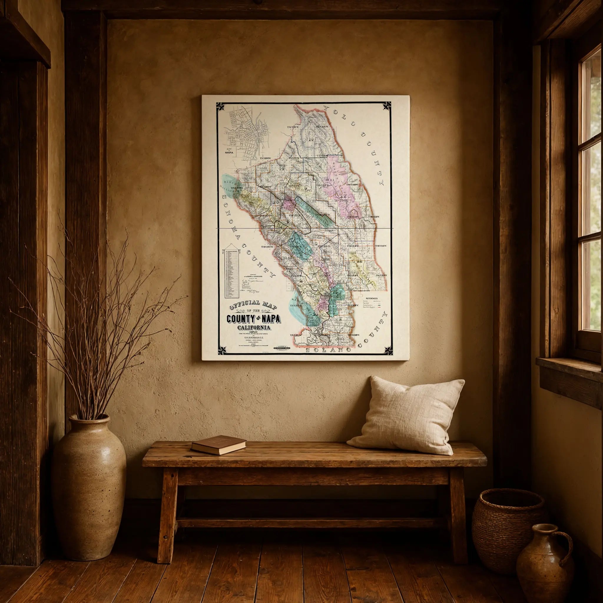 Napa Valley Map - Vintage 1895 Official County Map