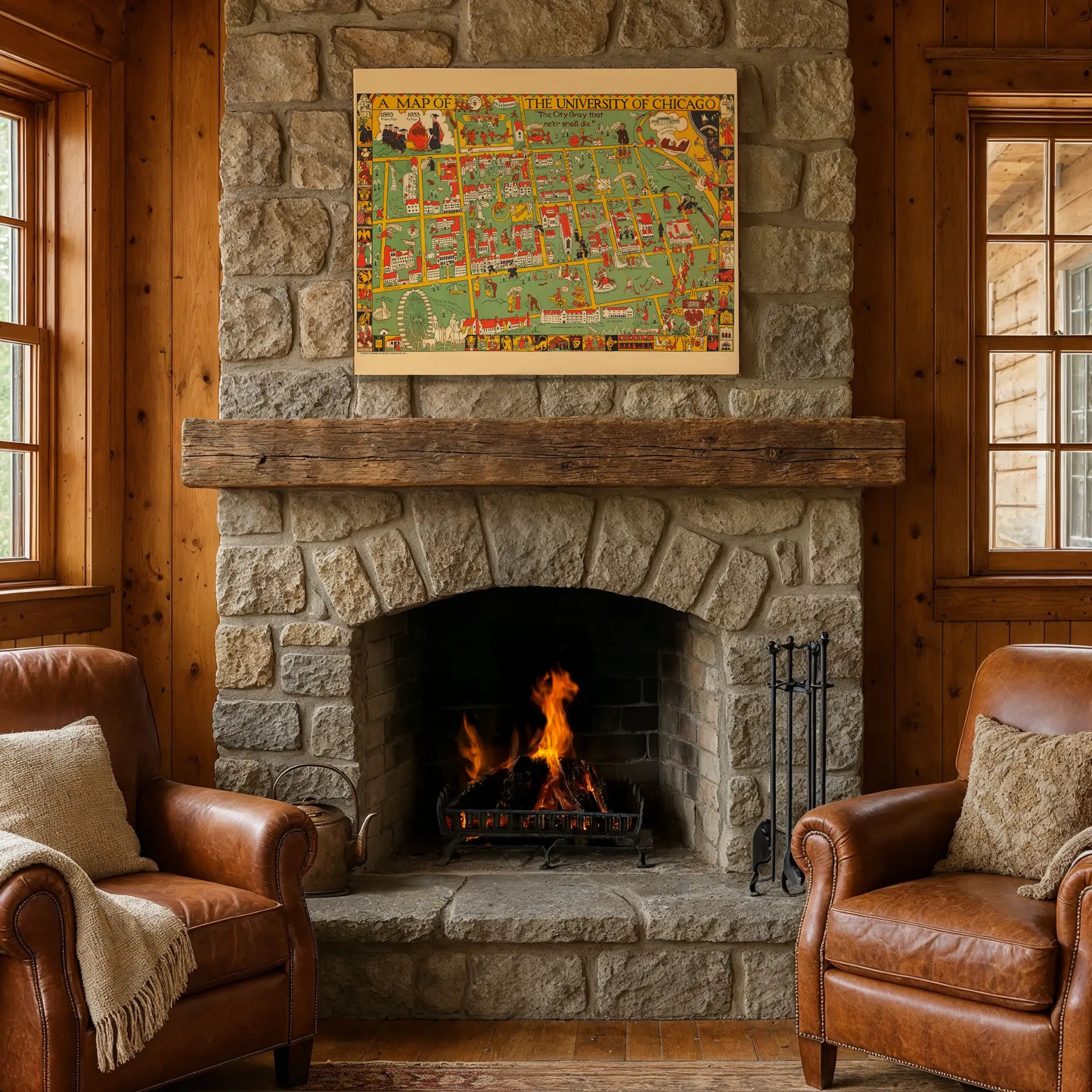 University of Chicago Map - Vintage 1932 Illustrated Campus Map