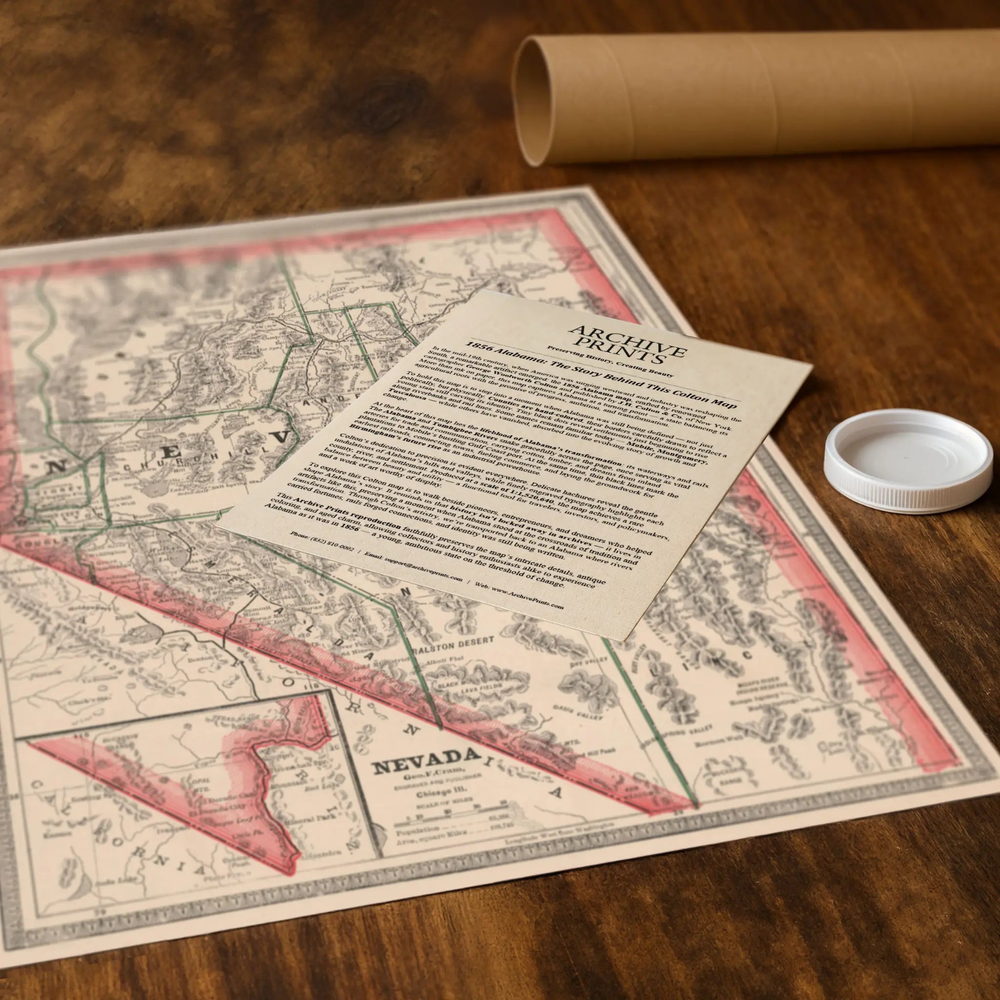 Nevada Map - Vintage 1883 Historical Map Image 3