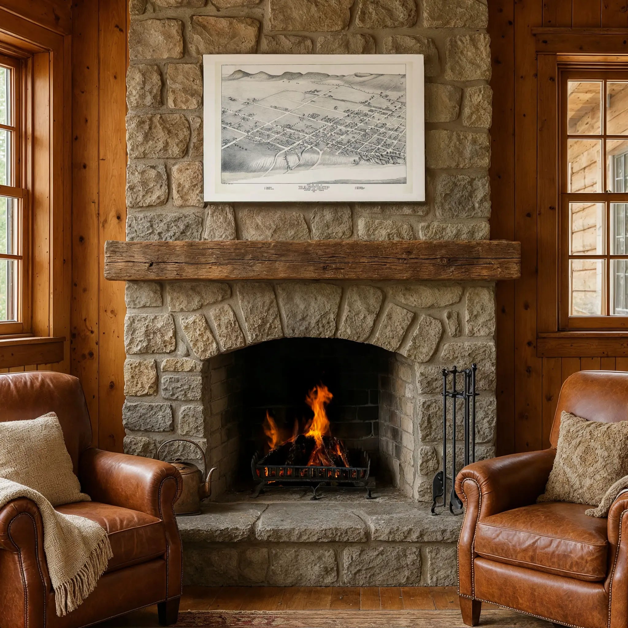 Bastrop Bird's-Eye Map - Vintage 1887 Koch Central Texas Historical Map