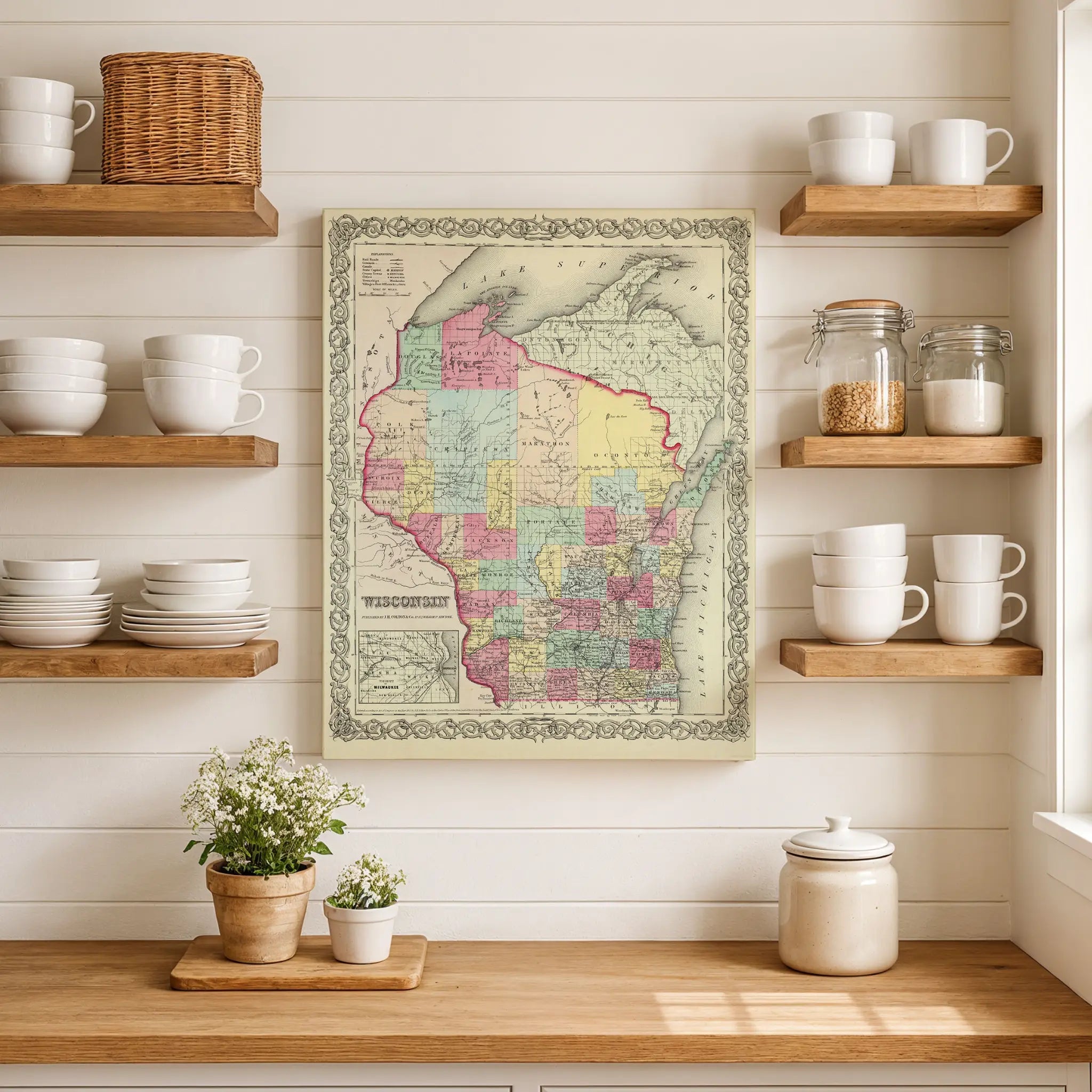 Wisconsin Map - Kitchen Setting